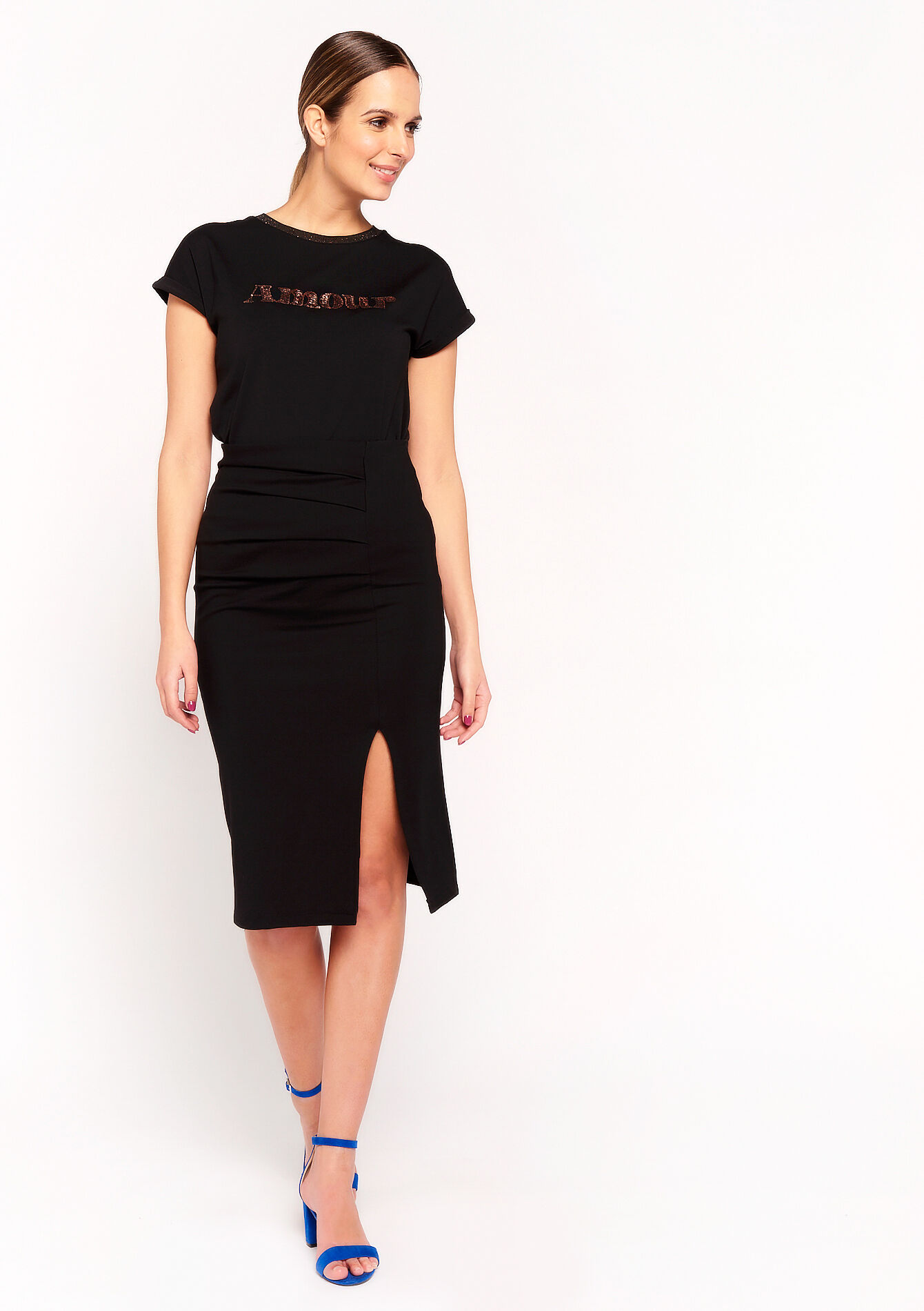 T-shirt with lettering - BLACK - 02301352_1119