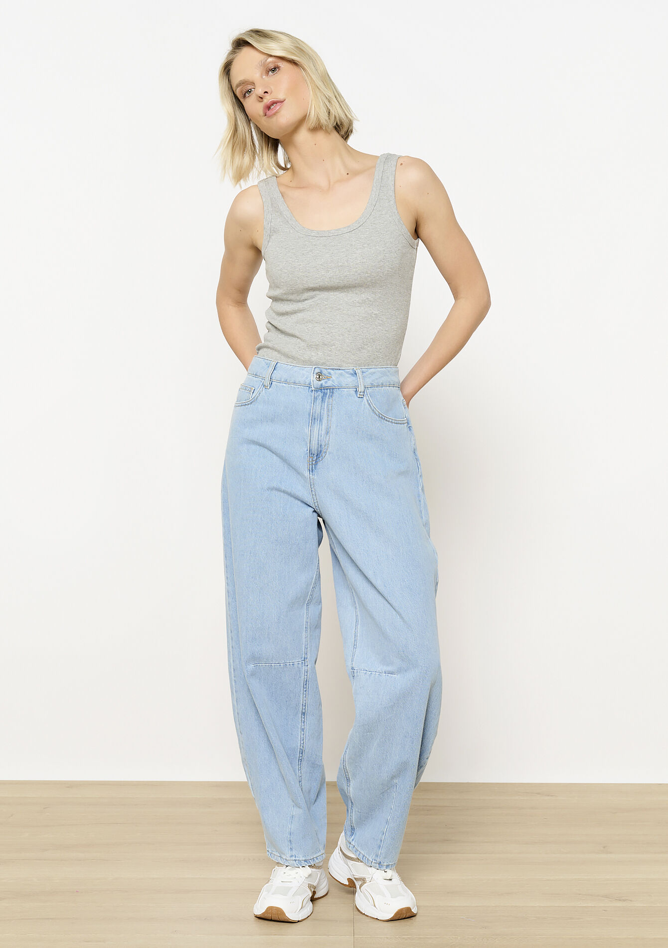 Geribde tanktop, Geribde tanktop - LT GREY MEL - 02200473_1081