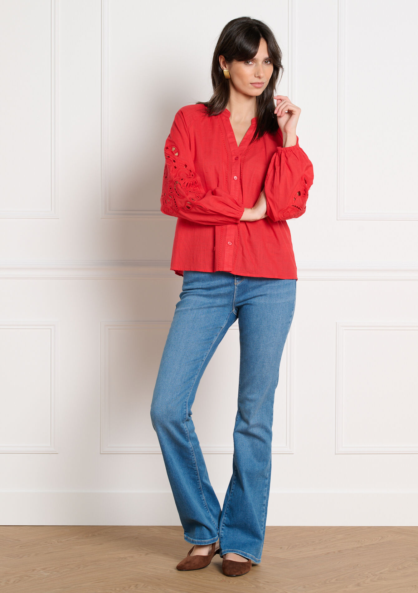 Blouse met borduurmouwen - RED LOLLIPOP - 05703033_5301