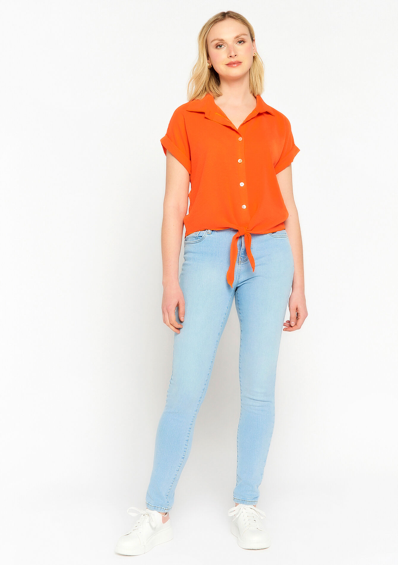 Chemise avec noeud, Chemise avec noeud - ORANGE BRIGHT - 1073415