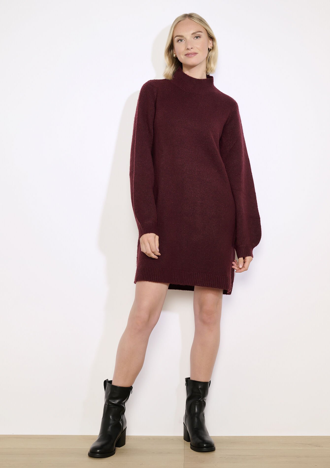 Robe pull col montant, Robe pull col montant - BORDEAUX WINE - 08104035_5514