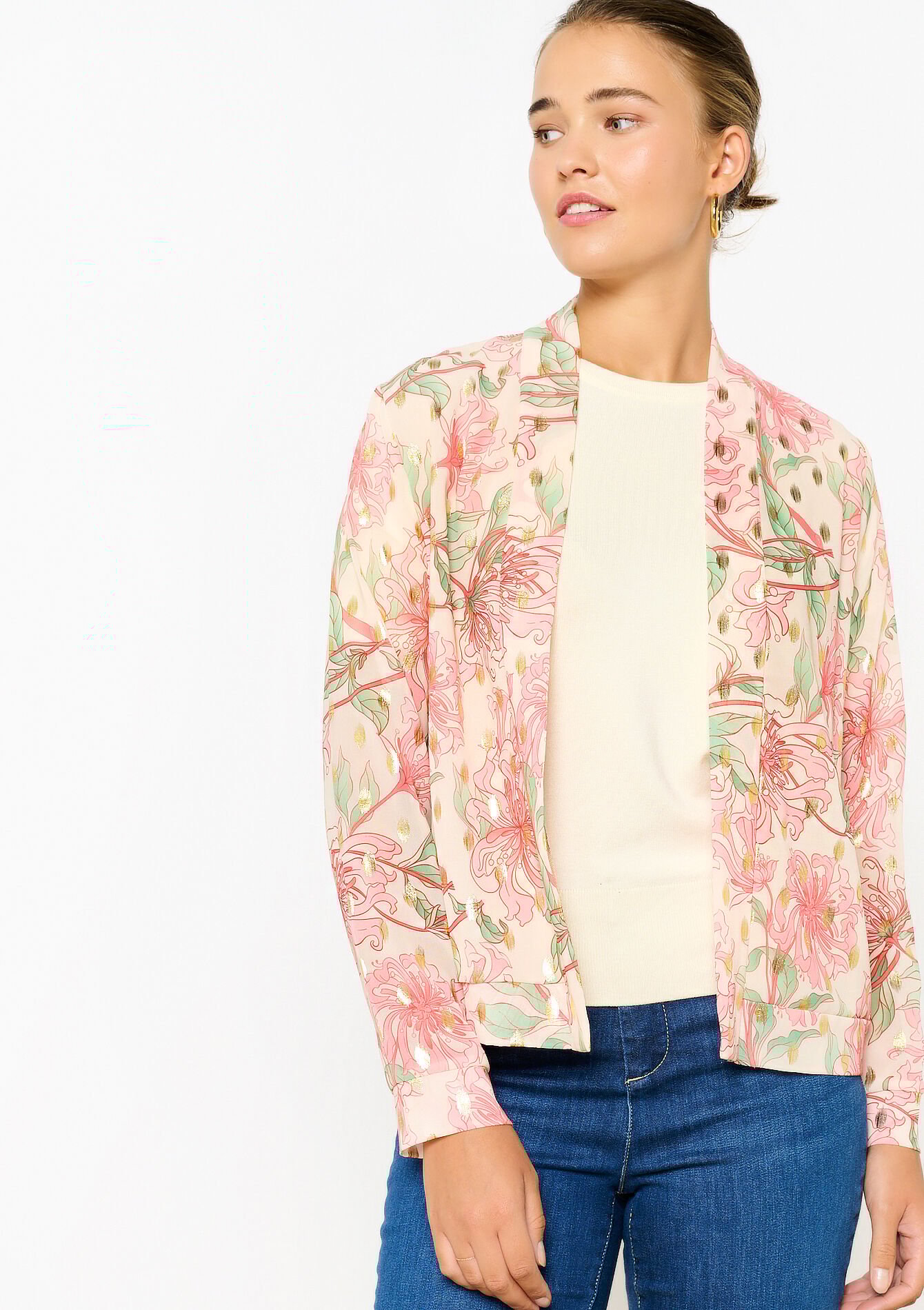 Fluïde jasje met bloemen , , back