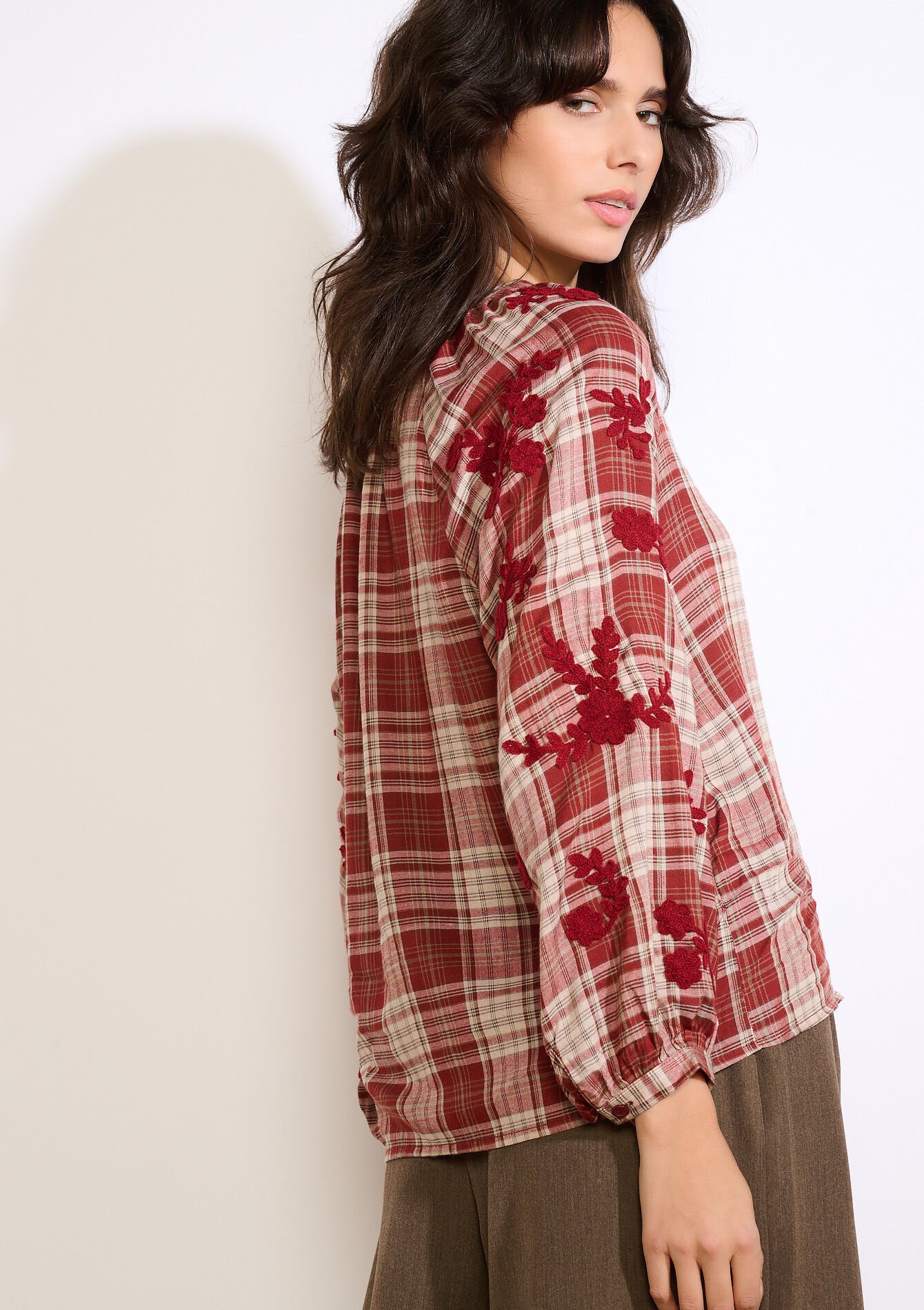 Geborduurde vichyblouse, Geborduurde vichyblouse - OFFWHITE - 05702999_1001