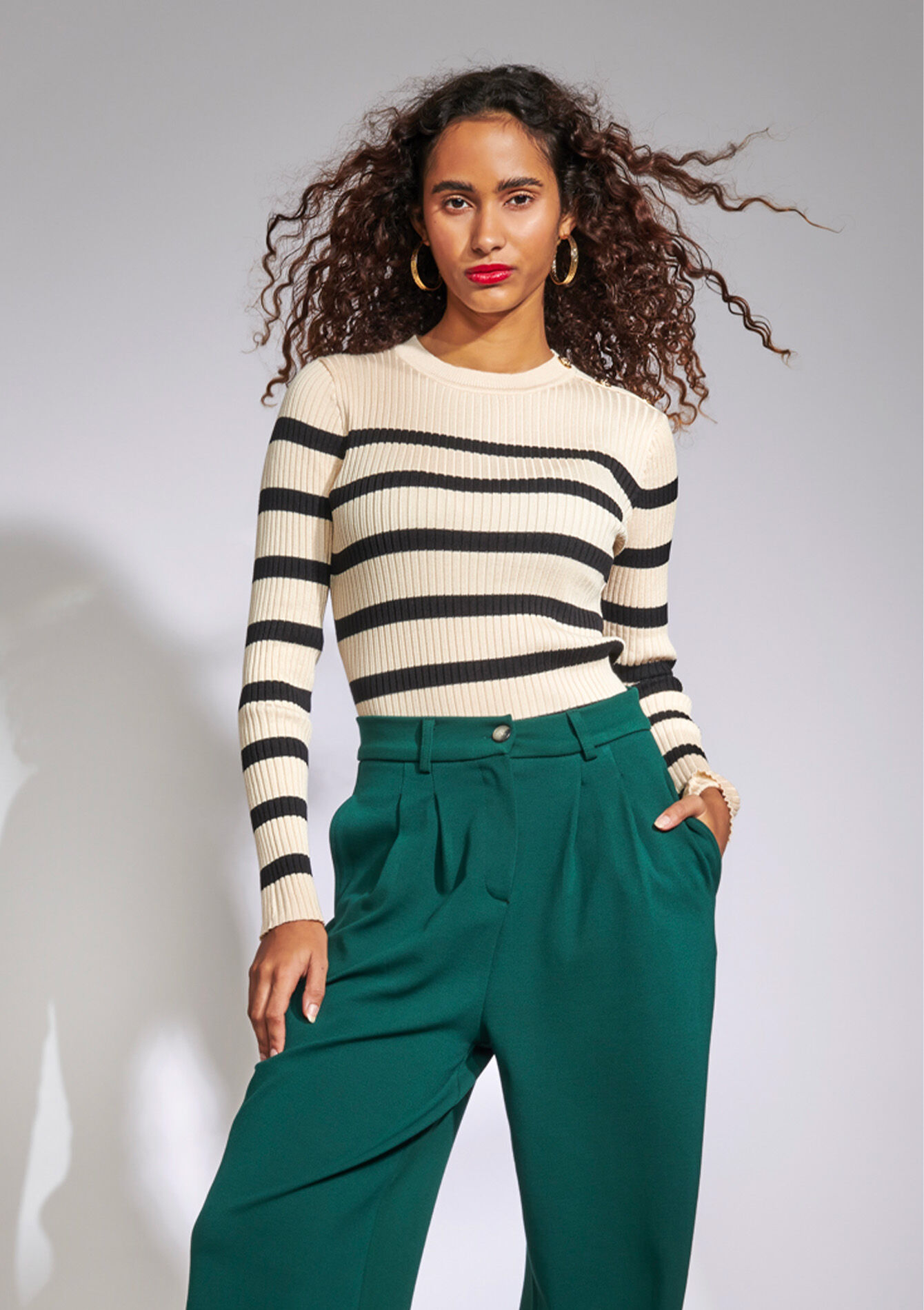 Pull rayé - LT BEIGE - 1092002