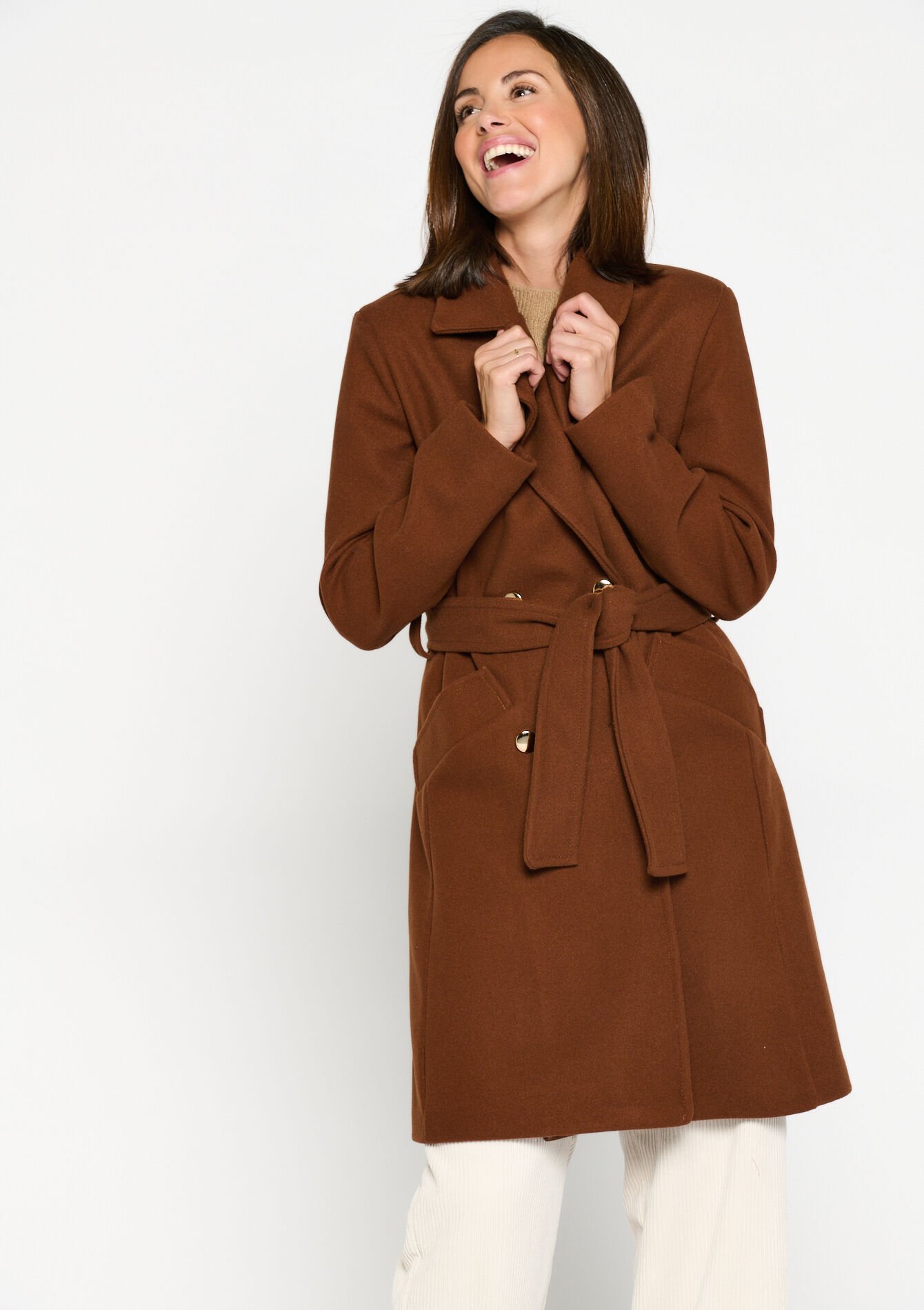 Veste mi-longue - CAMEL BROWN - 23000637_3818