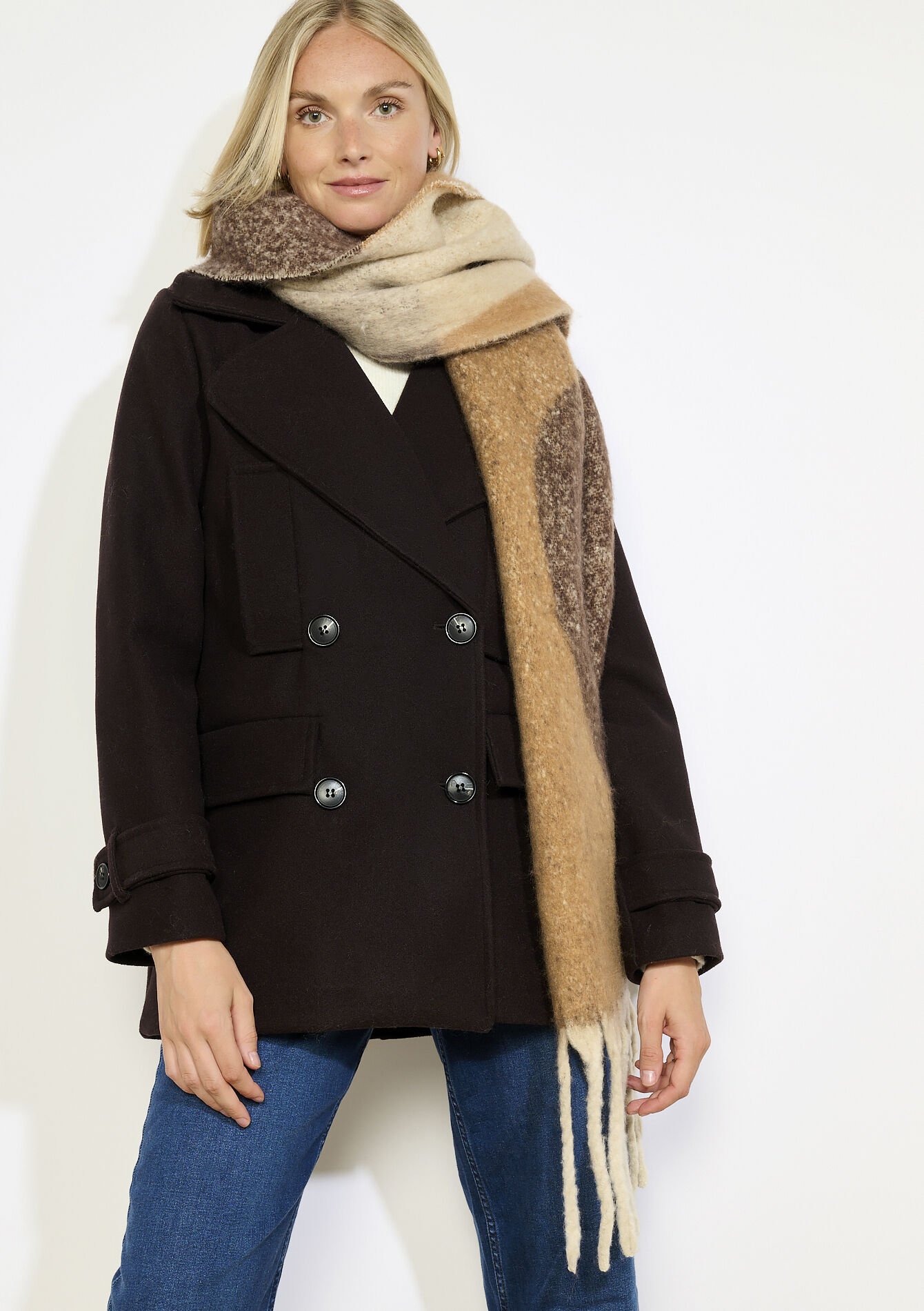 Wavy effect scarf, Wavy effect scarf - CARAMEL - 17101398_1953