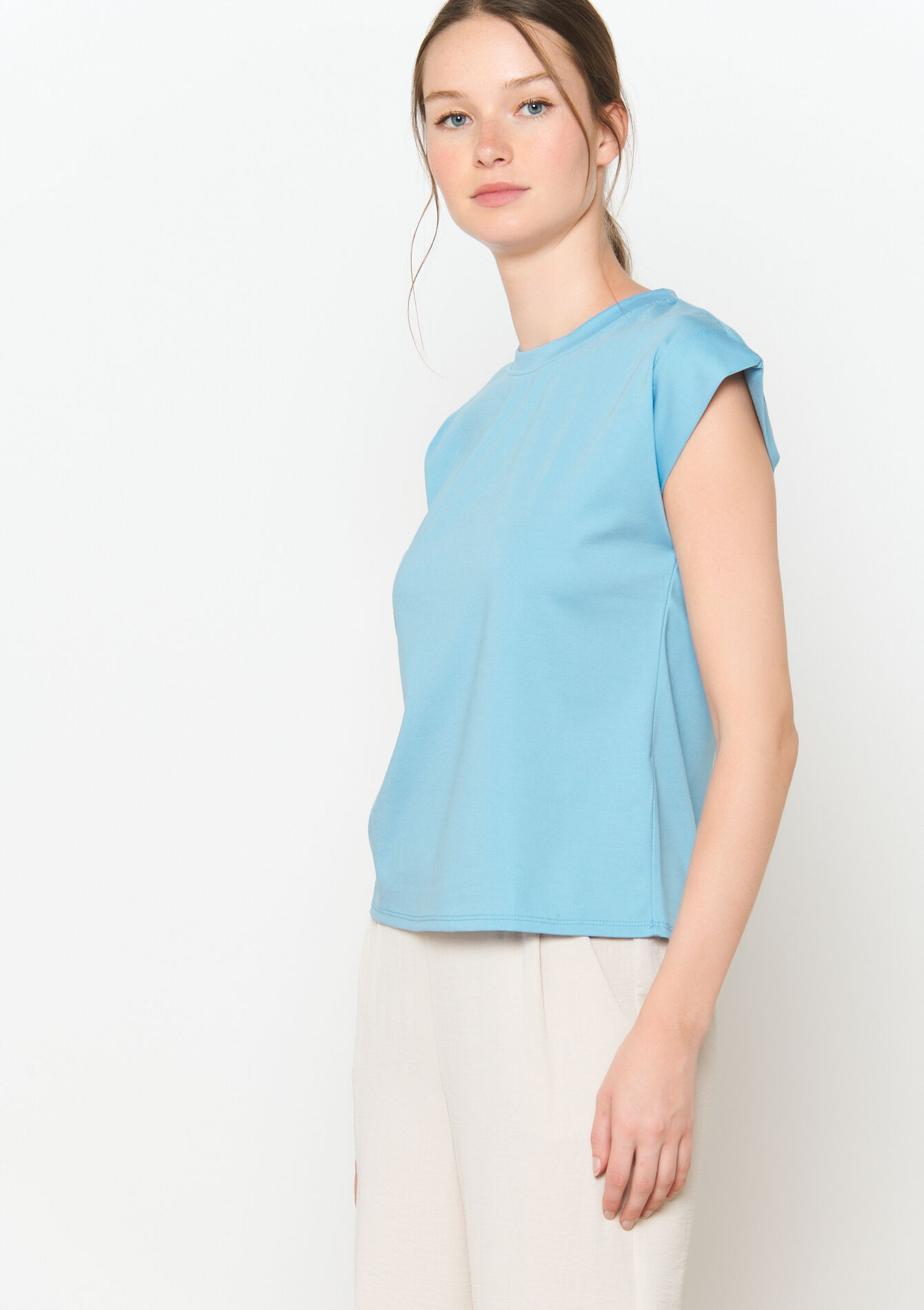 T-shirt met ronde hals - BLUE PASTEL - 02200449_3003