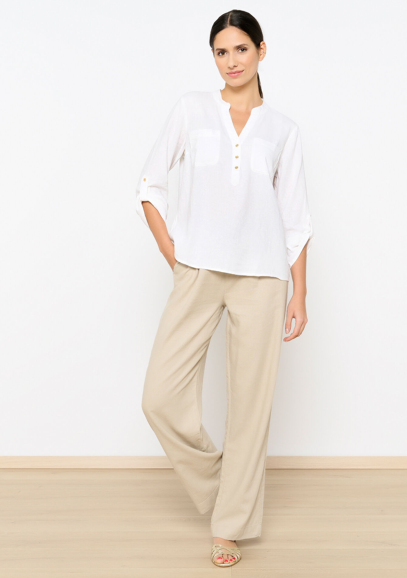 Effen linnen hemd - OPTICAL WHITE - 05702365_1019