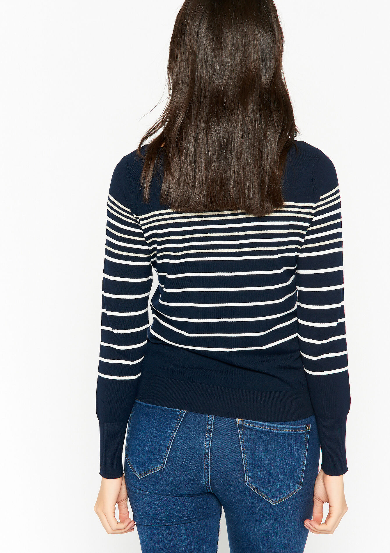 Pullover à rayures avec lurex, Pullover à rayures avec lurex - NAVY BASIC - 04005927_2723