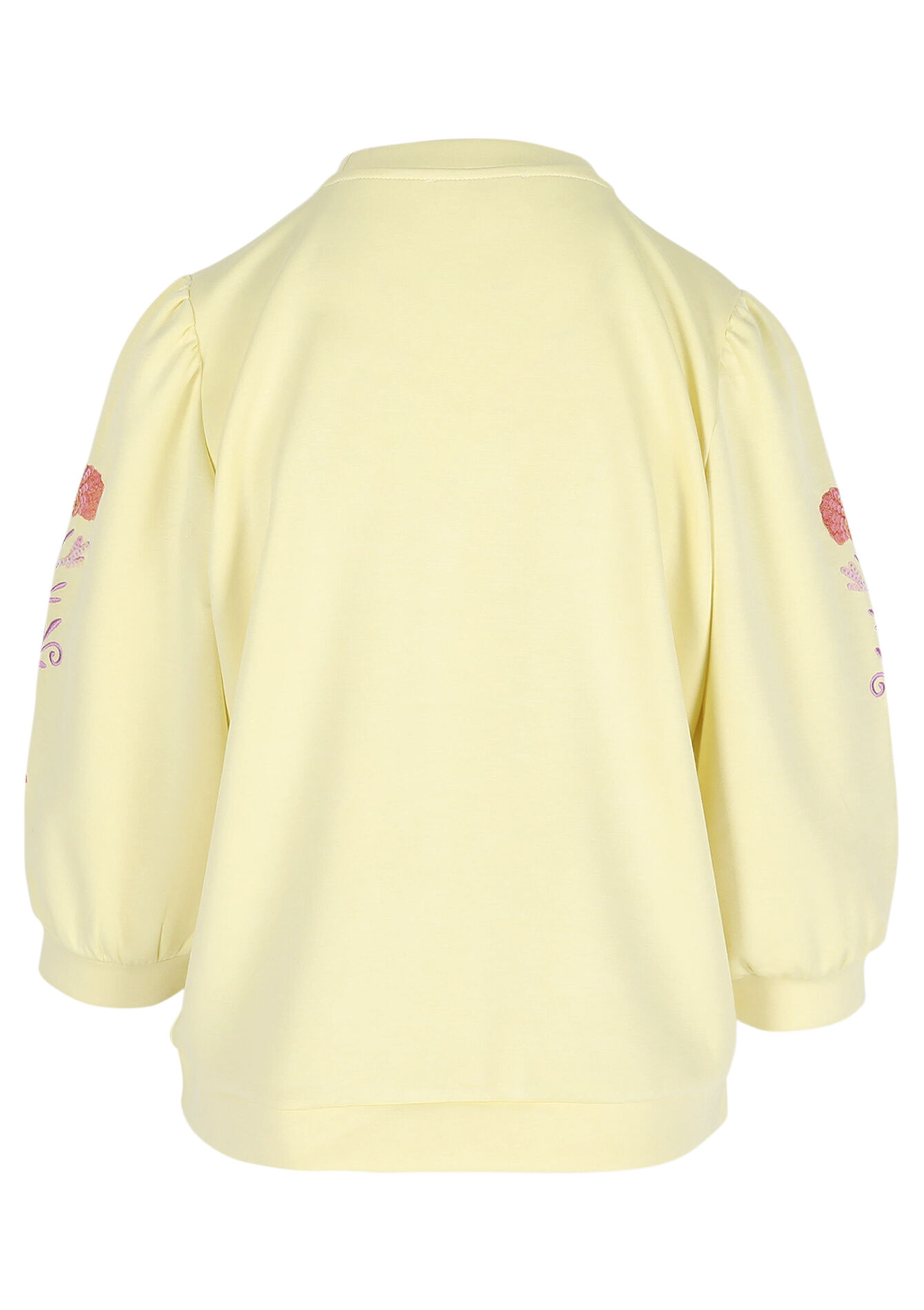 Sweater met geborduurde mouwen - YELLOW PASTEL - 03001839_5004