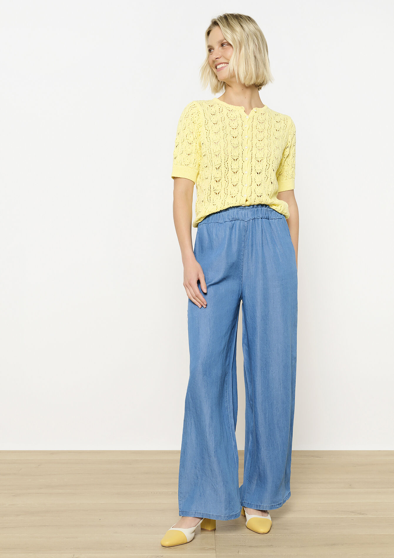 Losvallende Tencel broek - MEDIUM BLUE - 06600978_0500