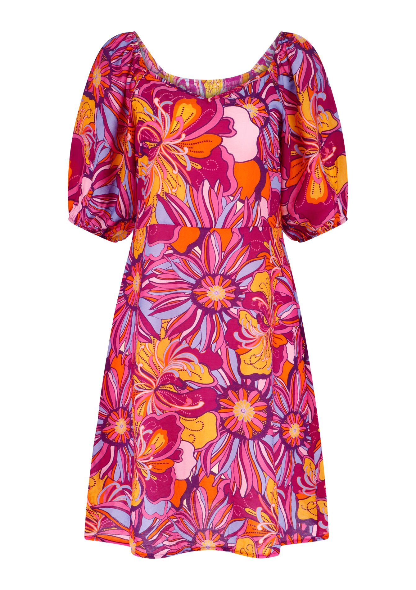 Midi-jurk met retroprint - PURPLE - 08602078_5902