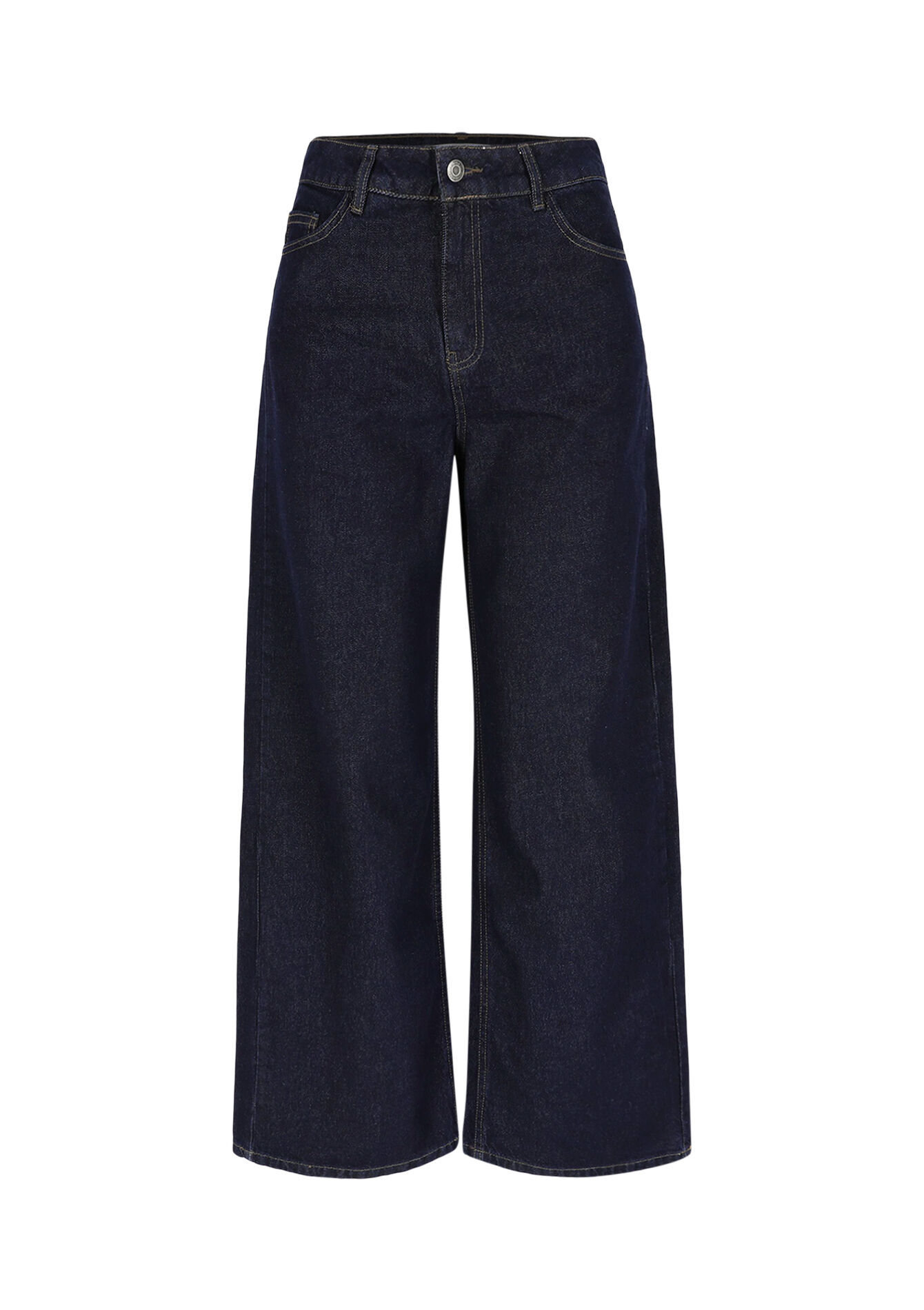 Wijde jeans met hoge taille, Wijde jeans met hoge taille - DARK BLUE - 22000619_0501