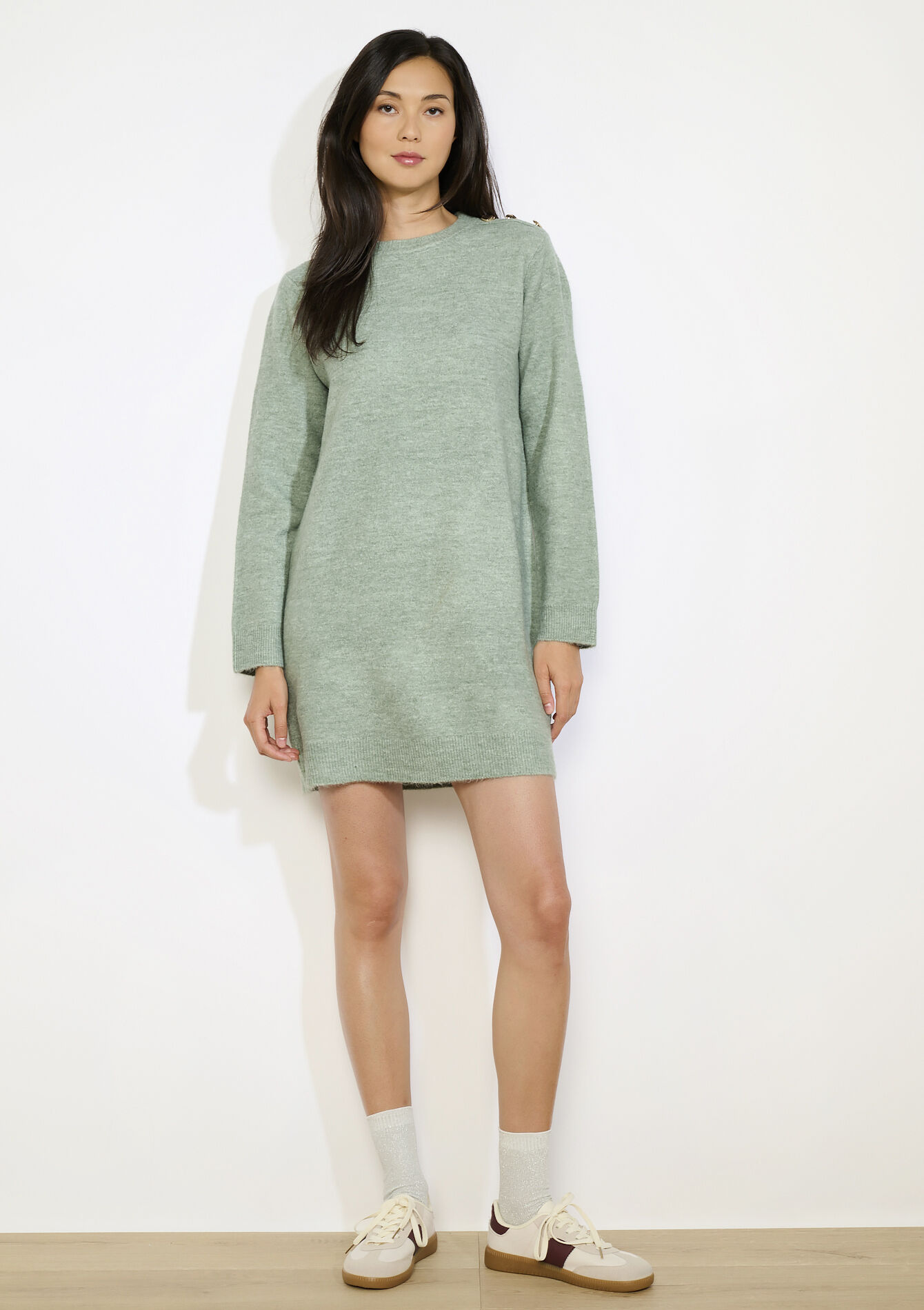 Robe pull à boutons coeur, Robe pull à boutons coeur - MINT GREEN - 08104033_1723