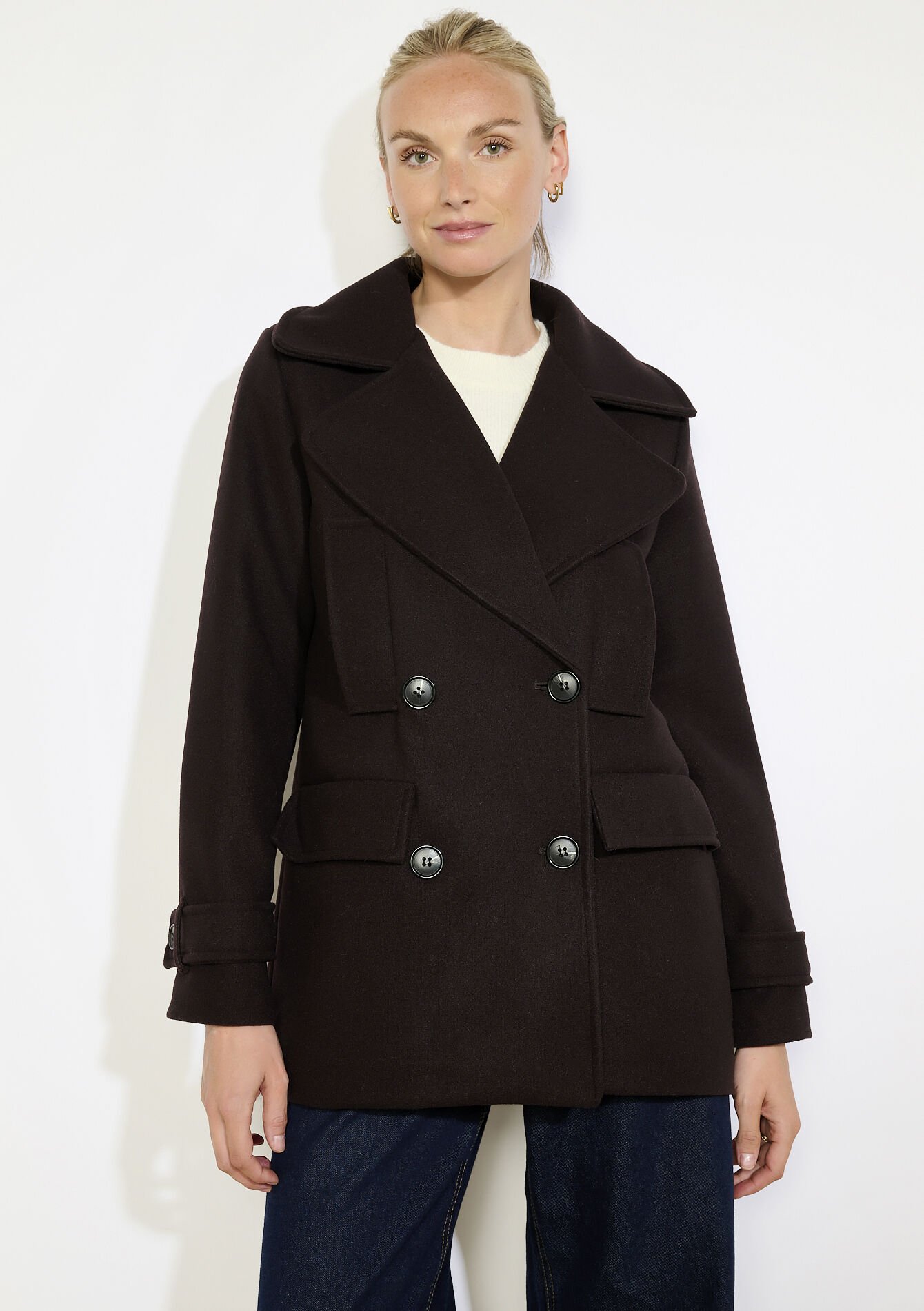 Manteau croisé, Manteau croisé - BROWN DARK CHOCOLATE - 23000803_3720