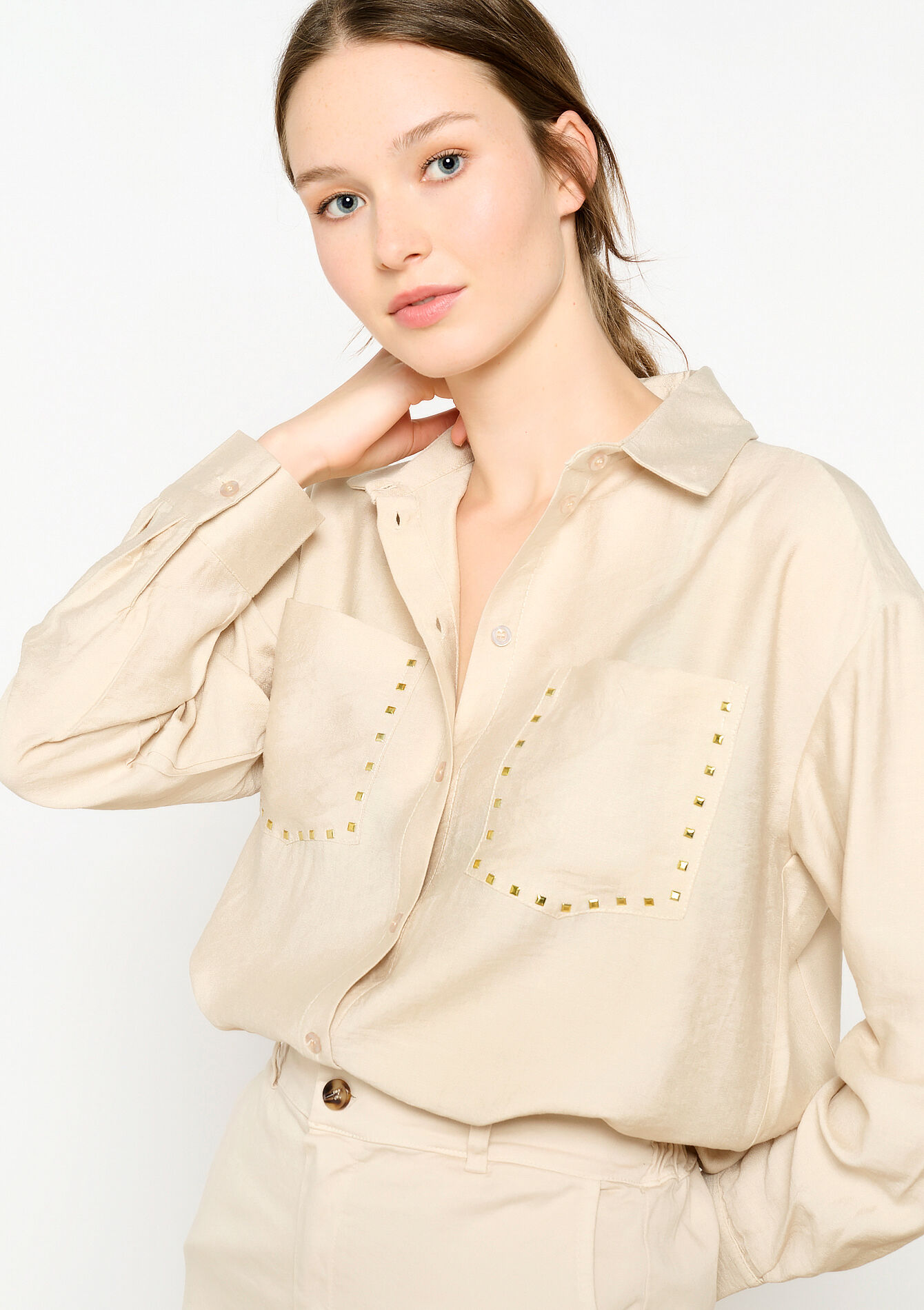 Hemd met studs, Hemd met studs - LT BEIGE - 05702467_2527