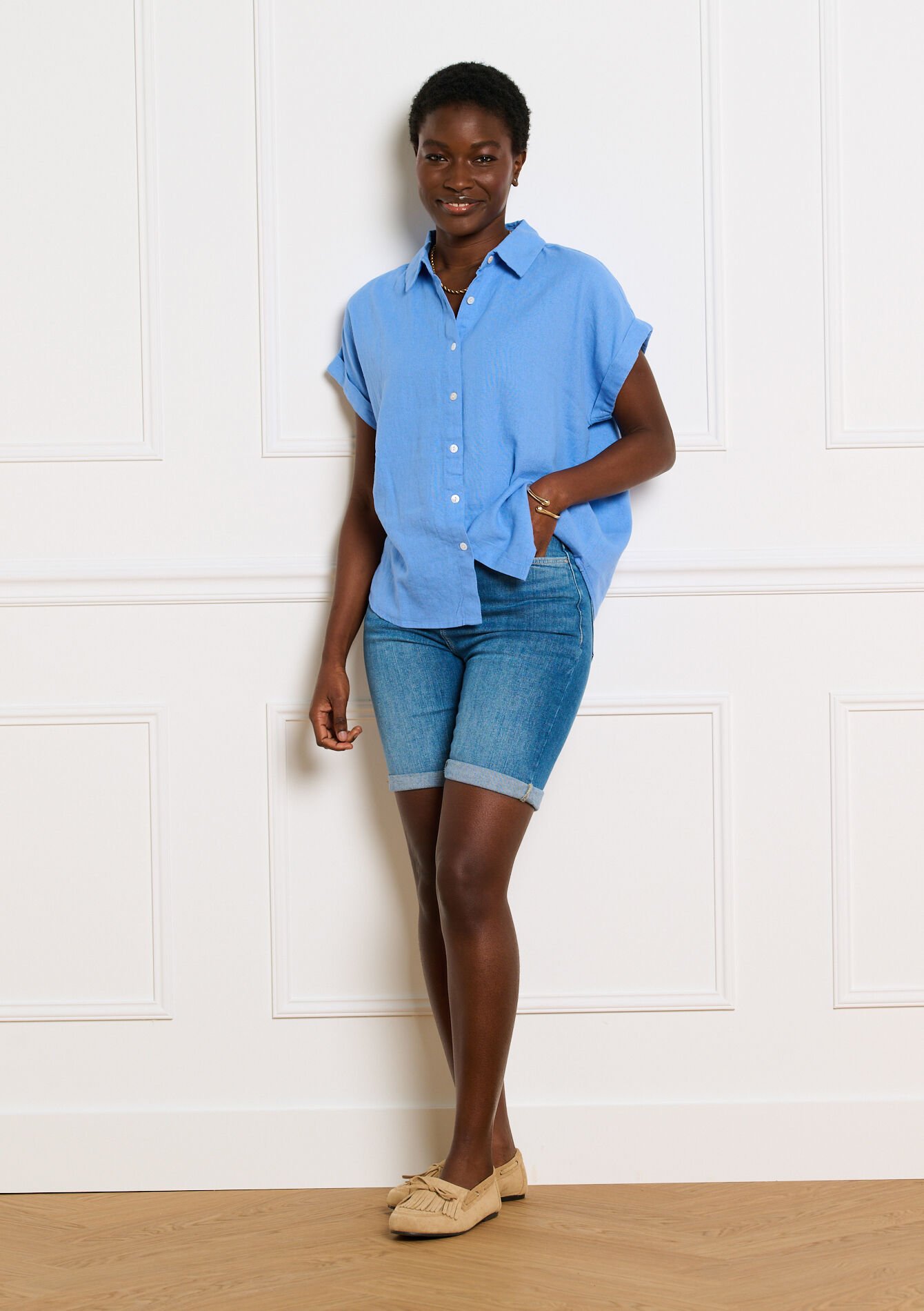 Shirt met korte mouwen, Shirt met korte mouwen - BLUE DENIM - 05702966_1638