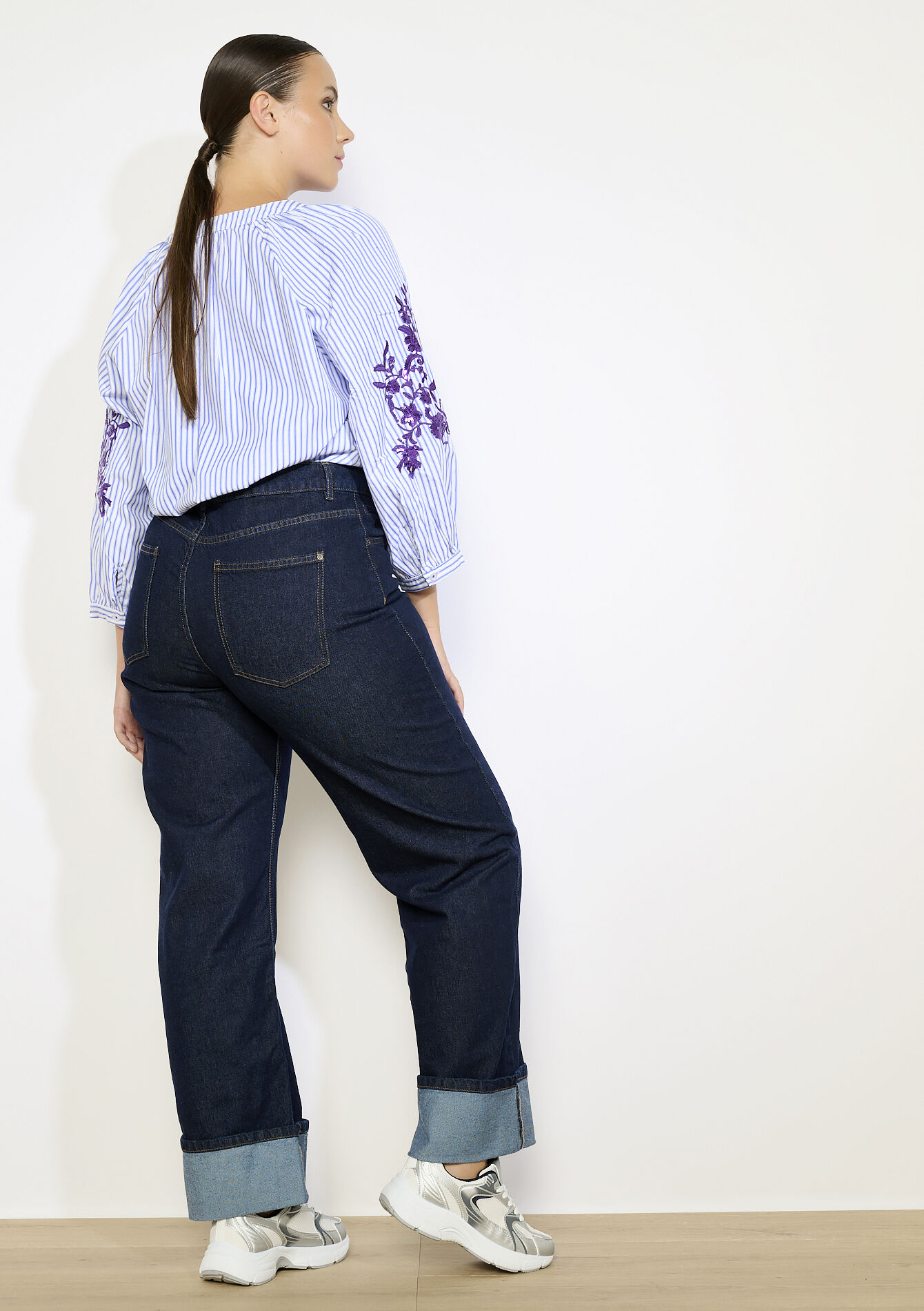 Jeans met hoge taille - DARK BLUE - 22000623_0501