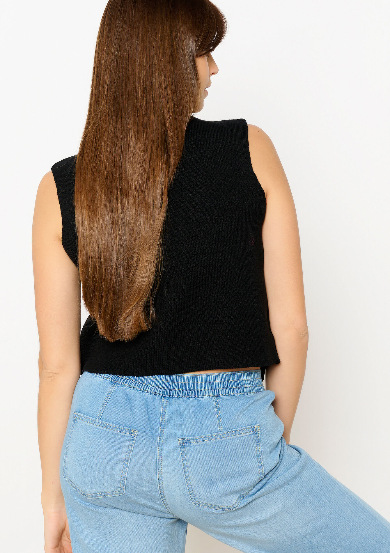 Mouwloze gilet met gouden knopen, Mouwloze gilet met gouden knopen - BLACK - 04101281_1119