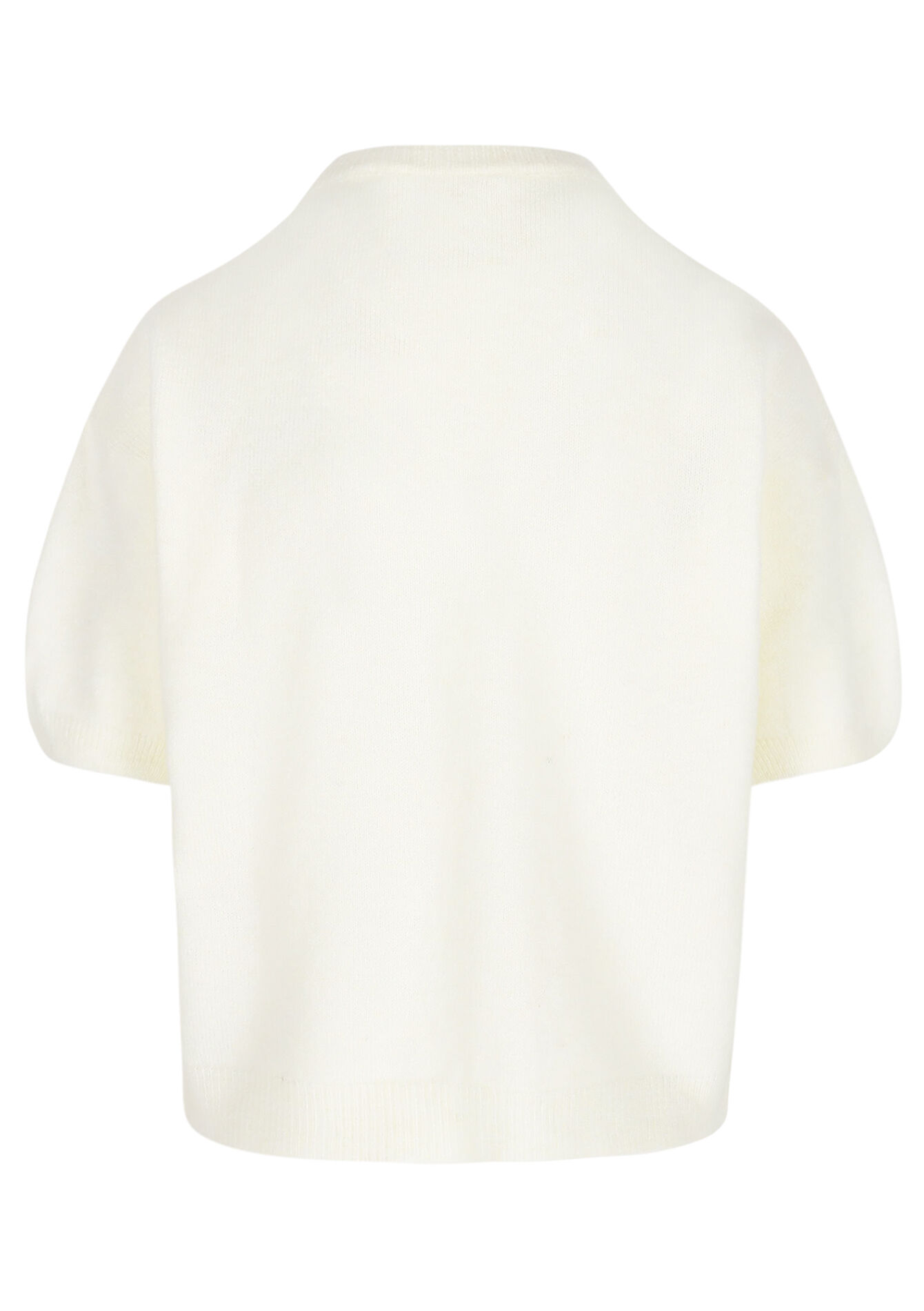 Geborduurde korte mouwen trui, Geborduurde korte mouwen trui - VANILLA WHITE - 04007001_1013