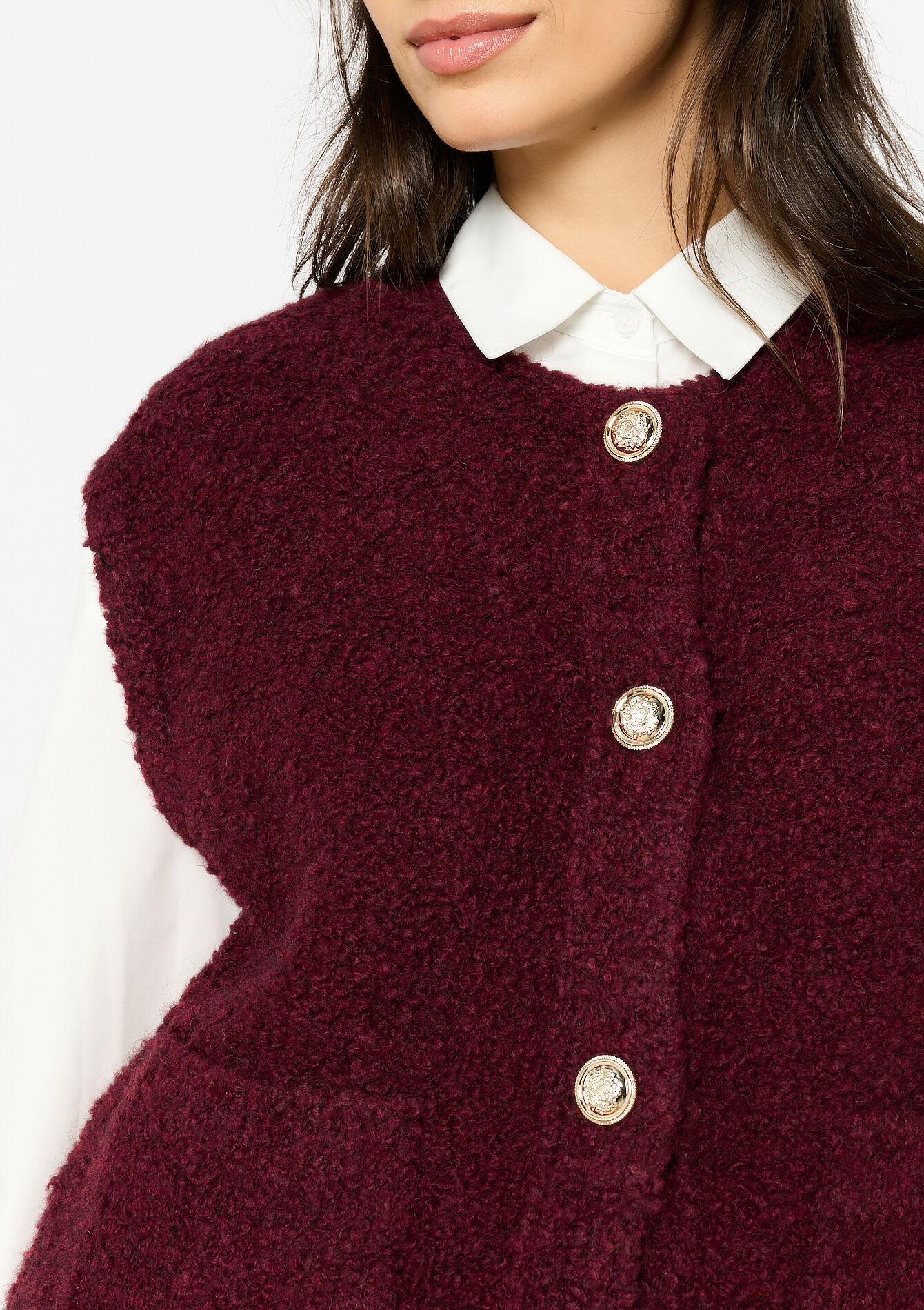 Mouwloze cardigan, Mouwloze cardigan - BORDEAUX WINE - 04101268_5514