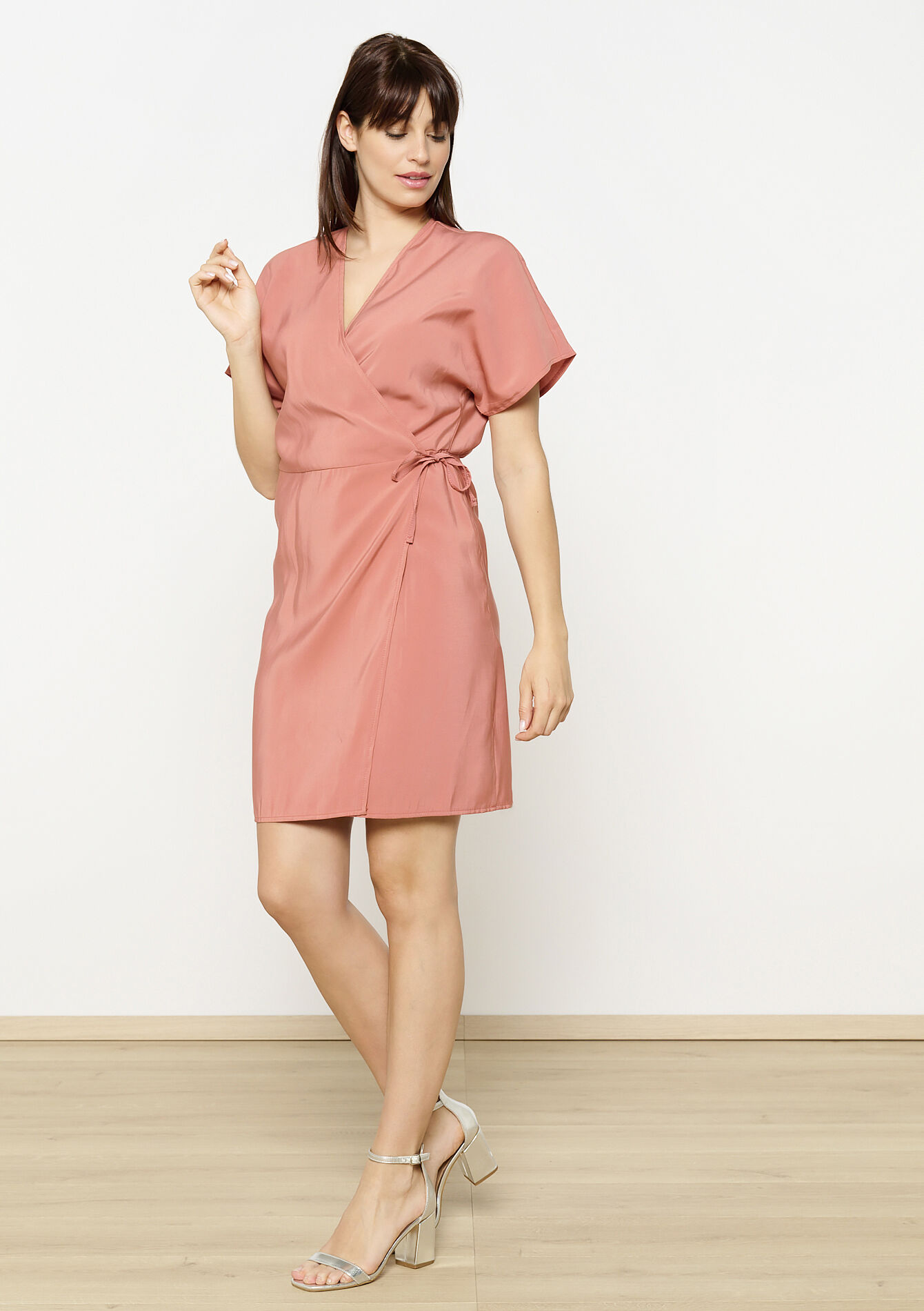 Robe portefeuille fluide, Robe portefeuille fluide - COSMETIC PINK - 08104093_5733