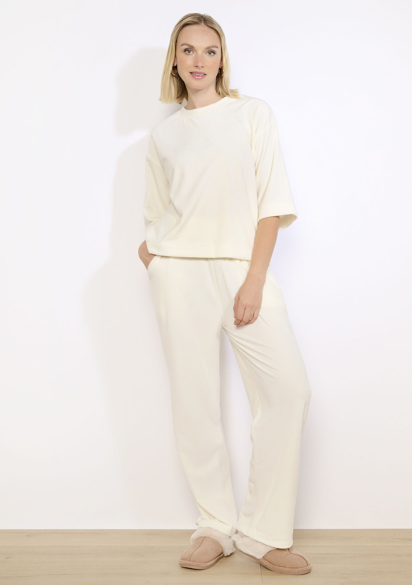 Haut ample en velours - OFFWHITE - 15100385_1001