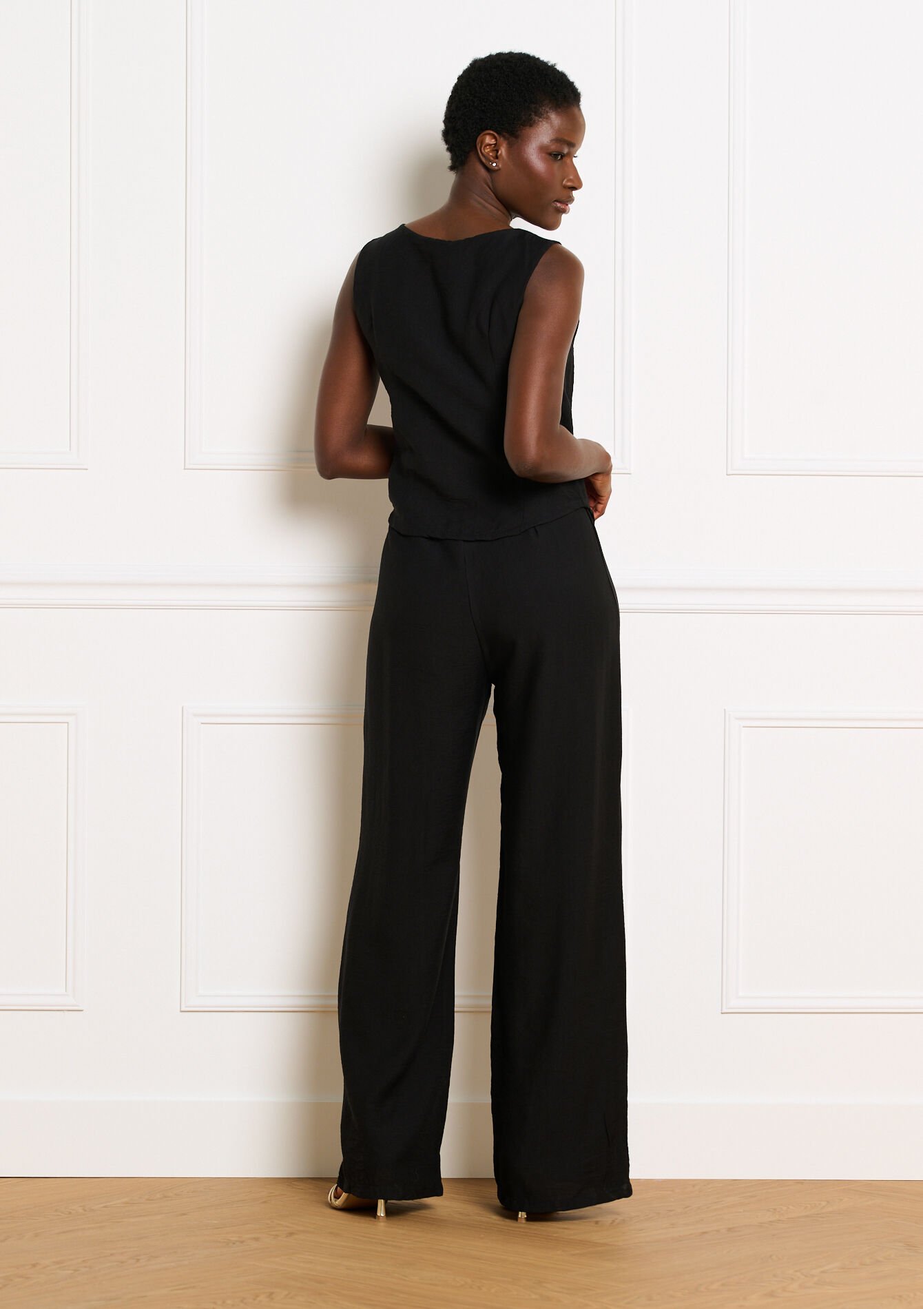 Vloeiende jumpsuit met knopen - BLACK - 06004750_1119