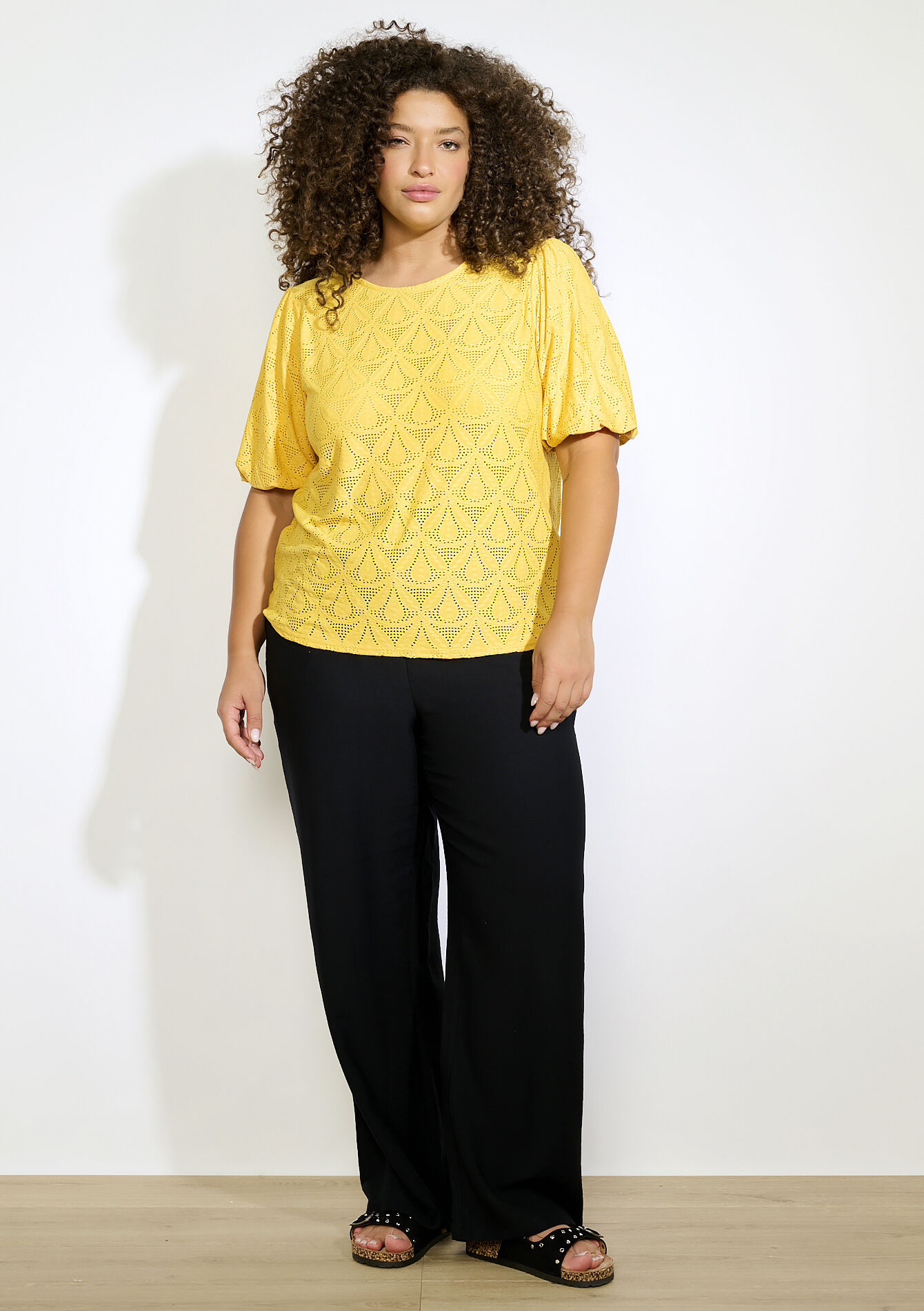 Gehaakt geborduurd shirt, Gehaakt geborduurd shirt - OCHER HONEY - 02301832