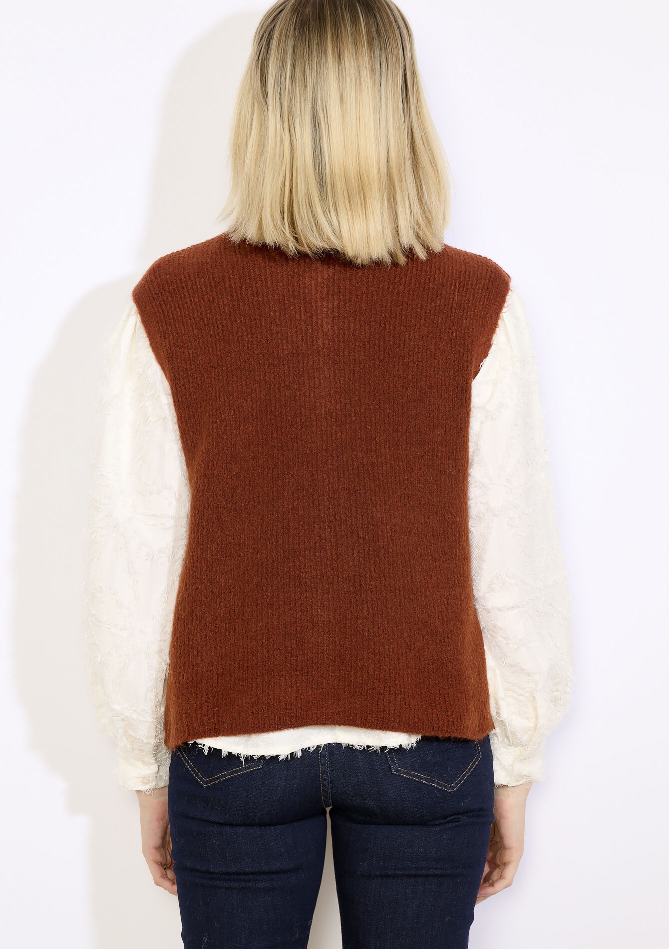 Soft sleeveless vest, Soft sleeveless vest - TERRACOTTA - 04101334_5303