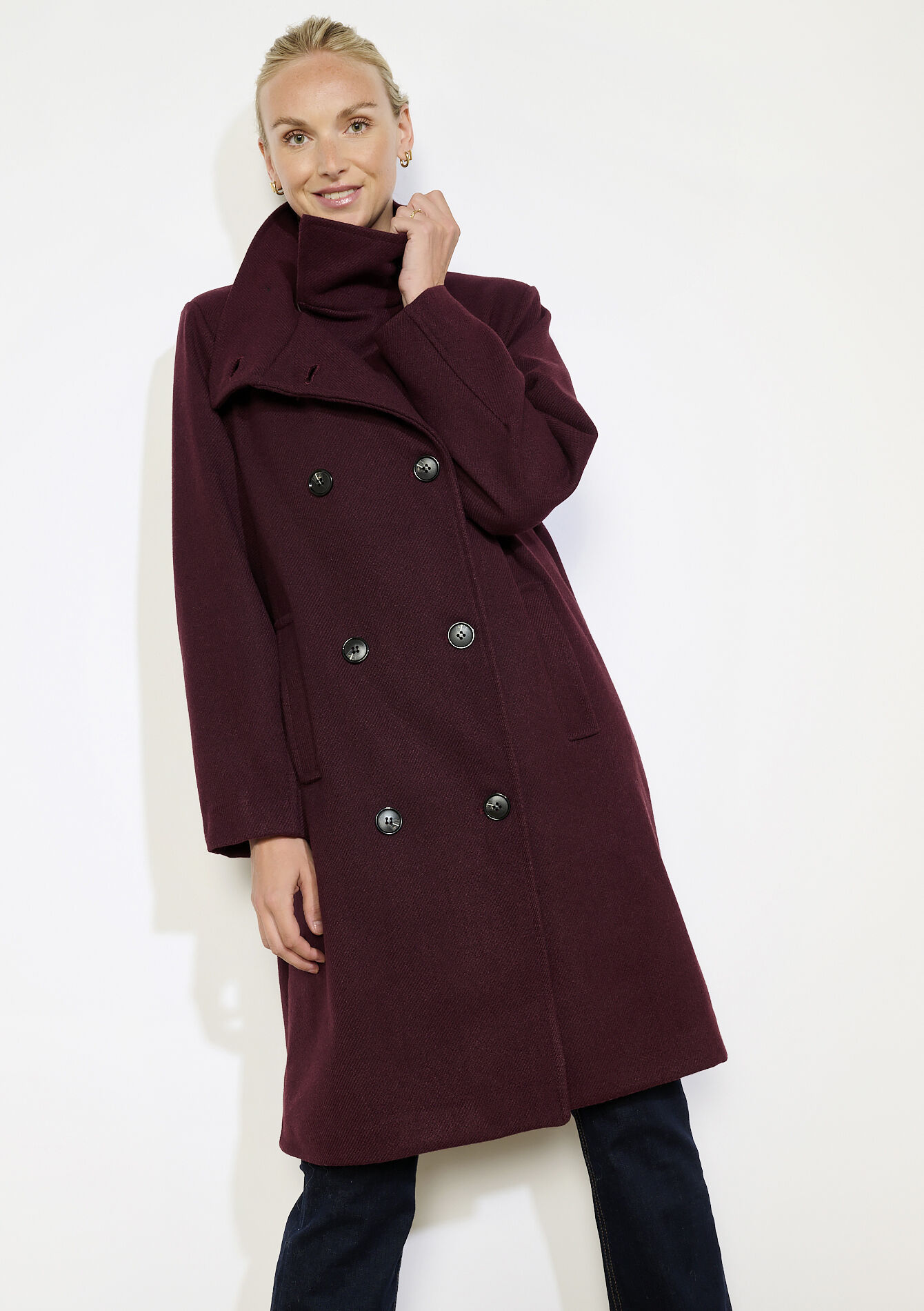 Lange mantel met hoge kraag, Lange mantel met hoge kraag, , hi-res