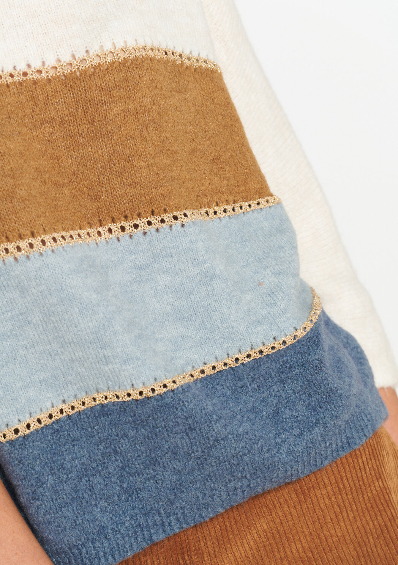 Colourblock pullover with lurex, Colourblock pullover with lurex - BLUE PASTEL - 04006361_3003