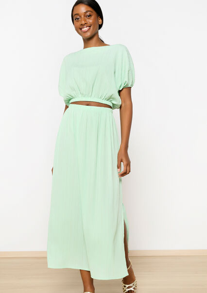 Maxi skirt with slit - MINT GREEN - 07101258_1723