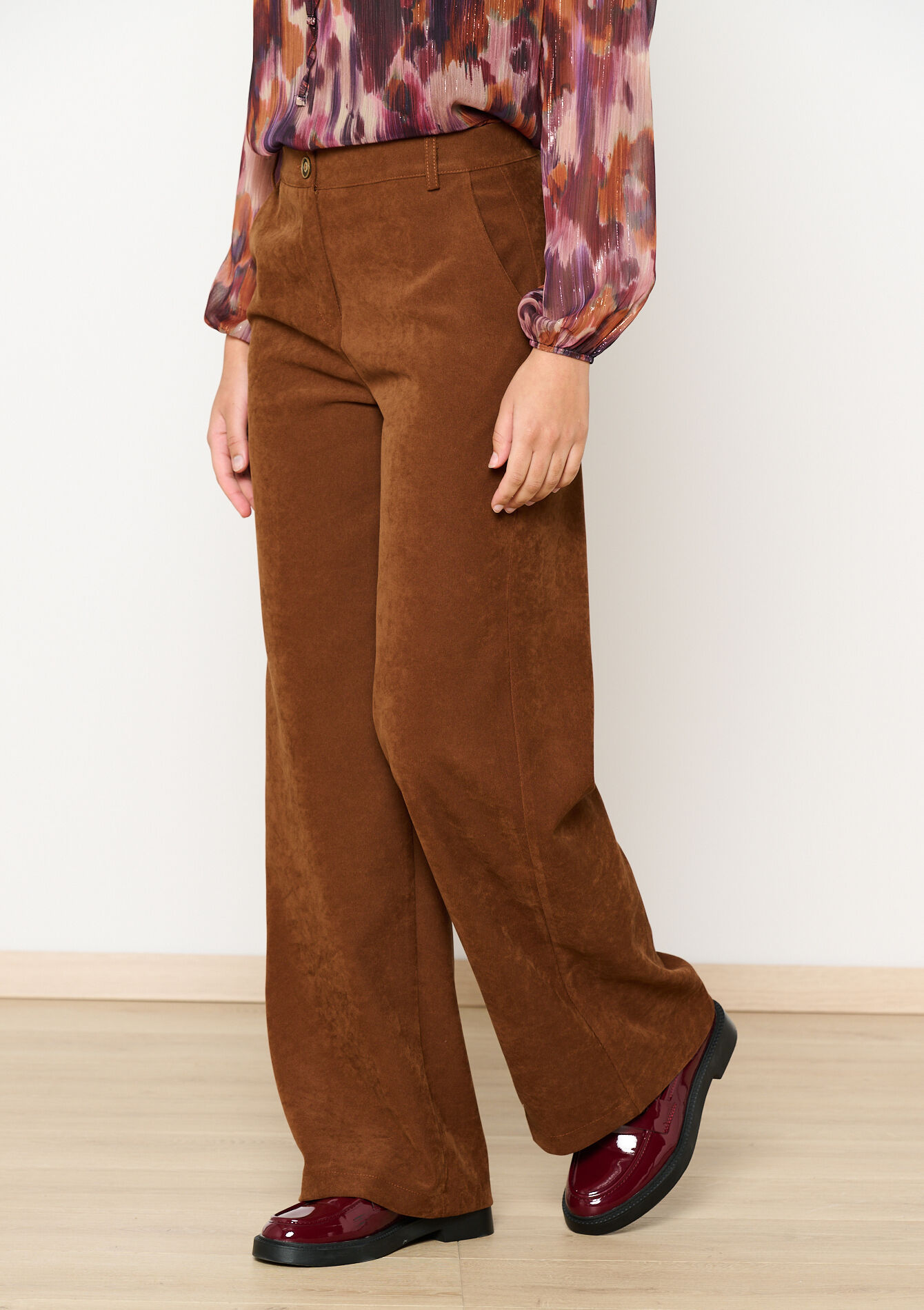 Wijde broek met zakken, Wijde broek met zakken - BROWN DARK CHOCOLATE - 06100687_3720