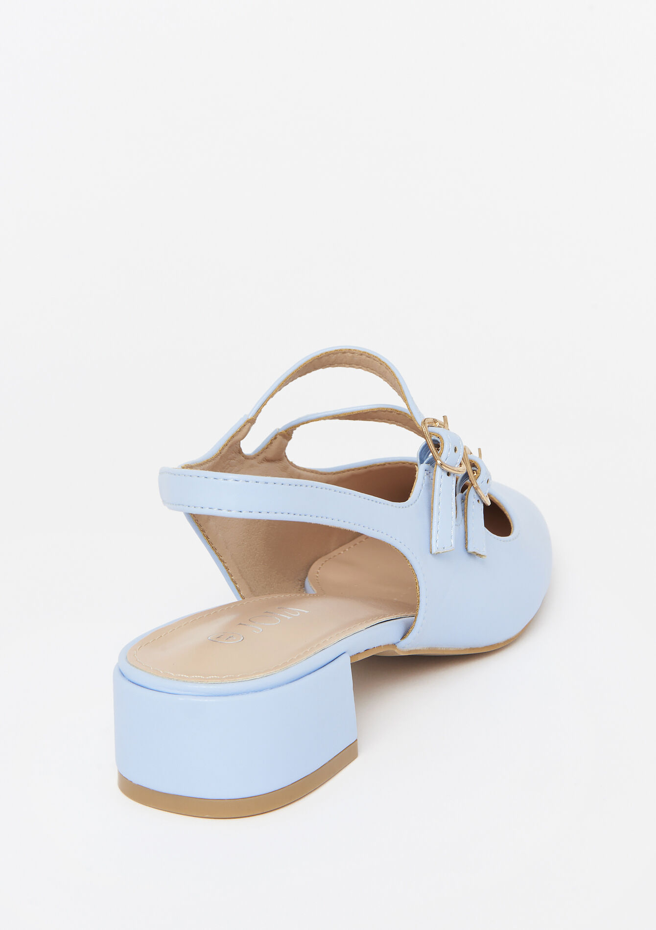 Faux leather strap ballerinas - BLUE PASTEL - 13100326_3003