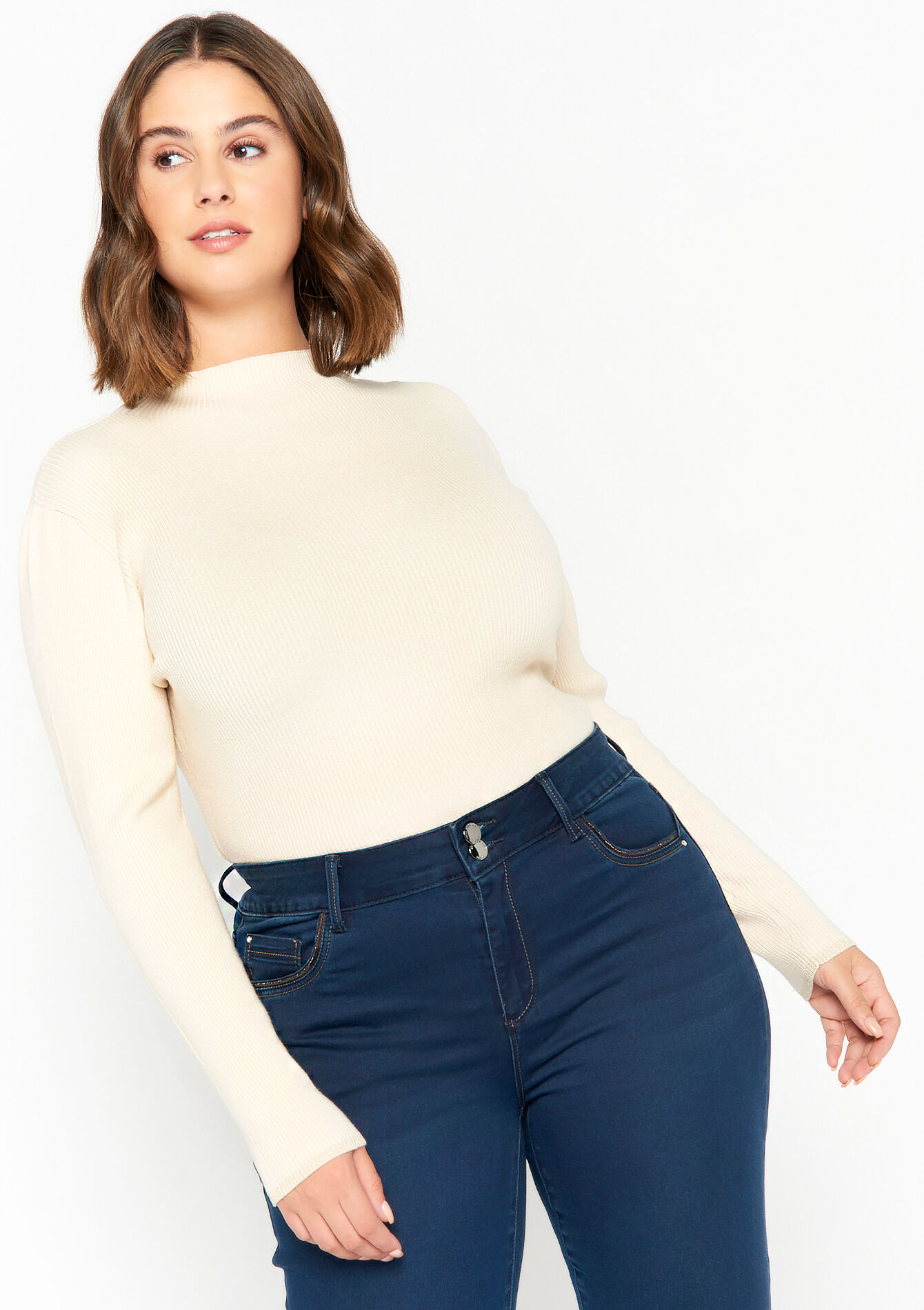 Ribbed turtleneck, Ribbed turtleneck - VANILLA WHITE - 04005792_1013