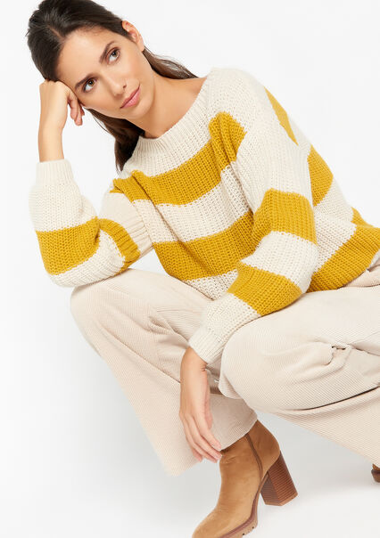 Knitted pullover with colourblock - OCHER HONEY - 04005963_5112
