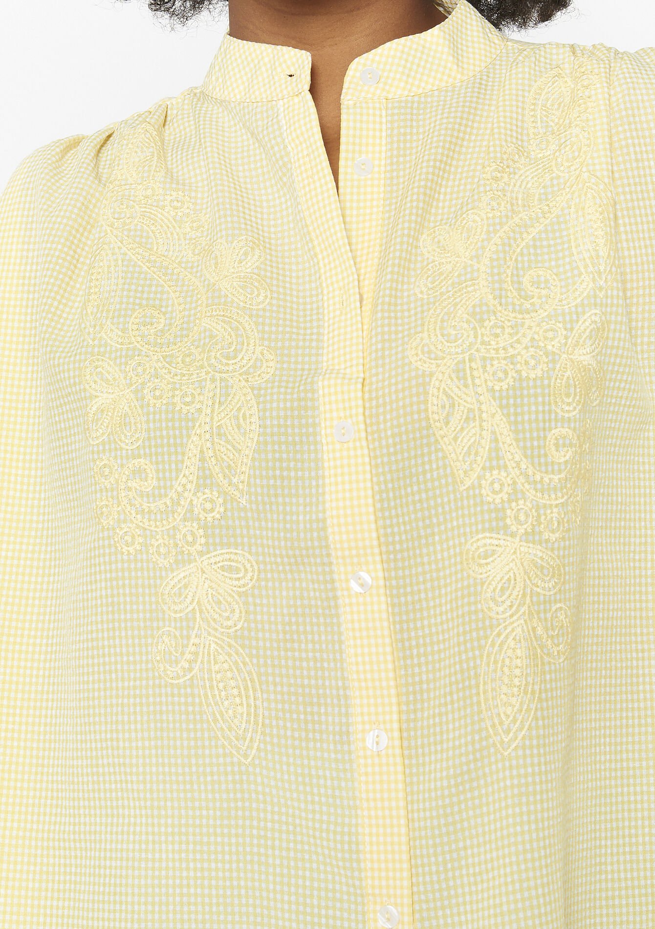 Blouse brodée sans manches - YELLOW PASTEL - 05702816_5004