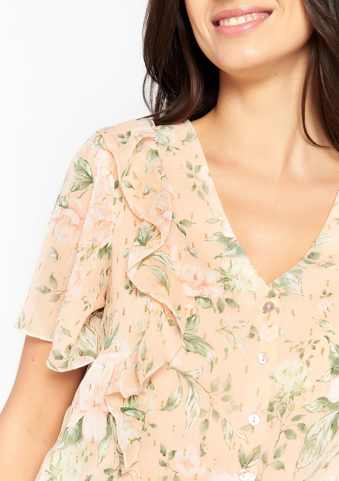 Blouse with floral print - LIGHT PINK - 05702070_1303