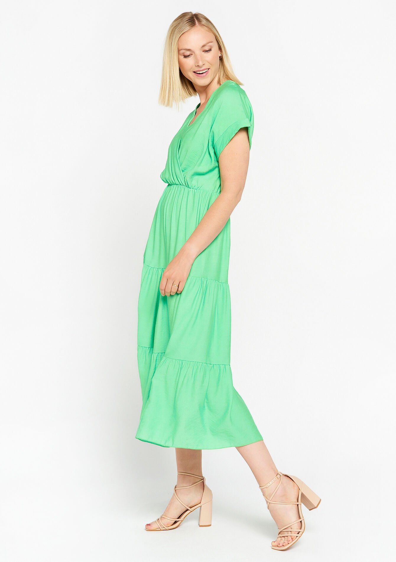 Maxi-jurk met ruches, Maxi-jurk met ruches - LIGHT GREEN PASTEL - 08602082_1822