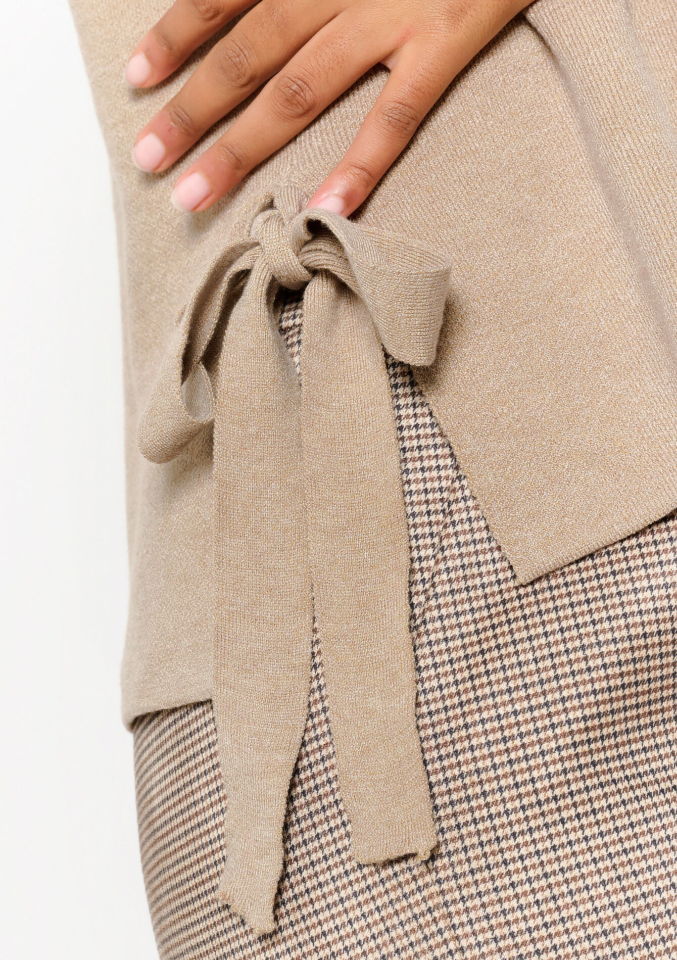 Mouwloze trui met strikjes, Mouwloze trui met strikjes - TAUPE - 04006865_1021