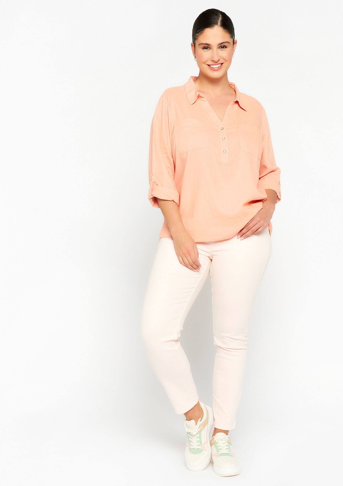 Blouse en lin, Blouse en lin - PASTEL PEACH - 05702073_1974