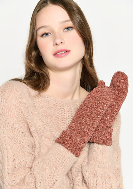 Moufles en tricot avec détails en lurex - RUST - 1032783