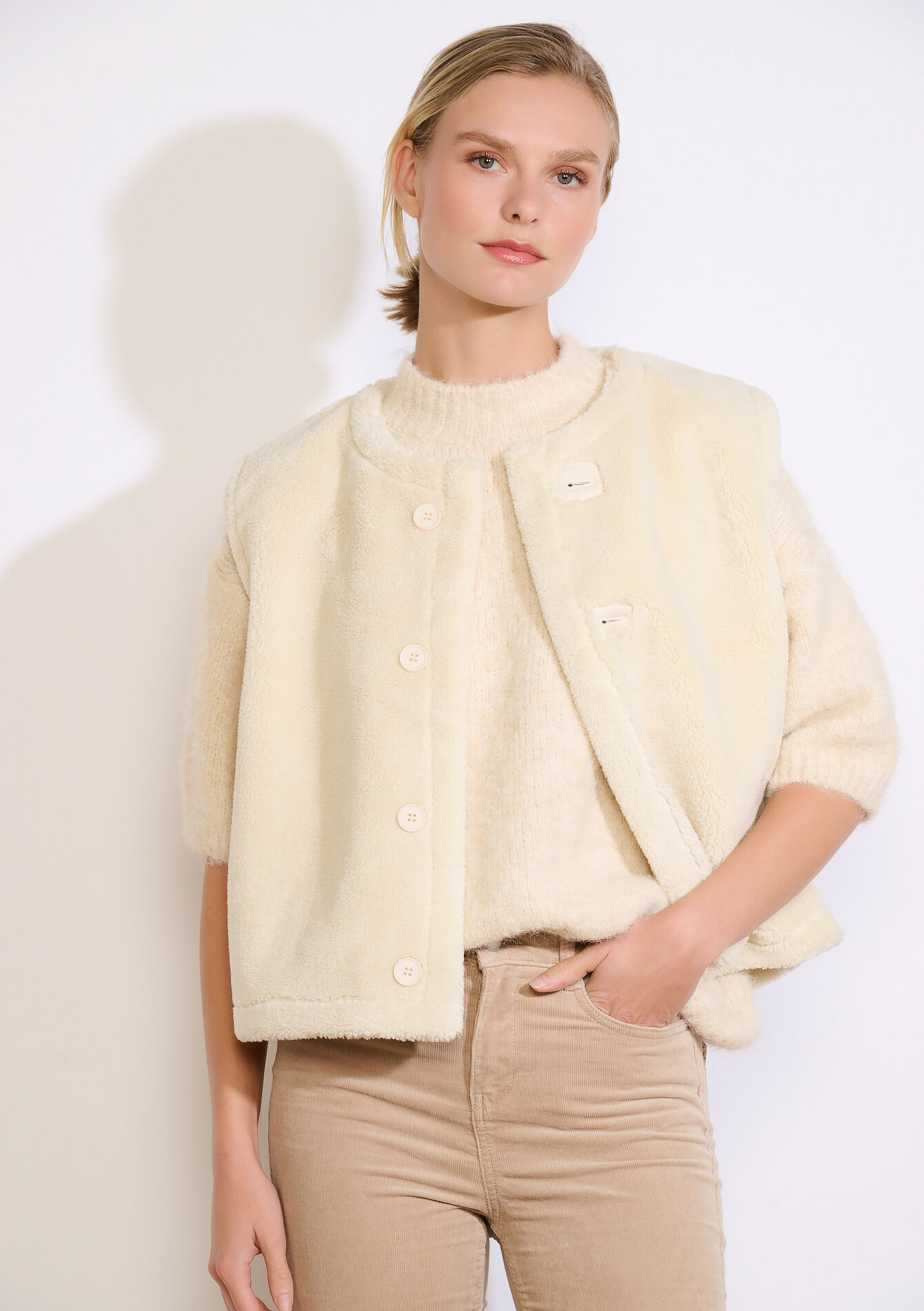 Omkeerbare gevoerde vest, Omkeerbare gevoerde vest - OFFWHITE - 09001470_1001