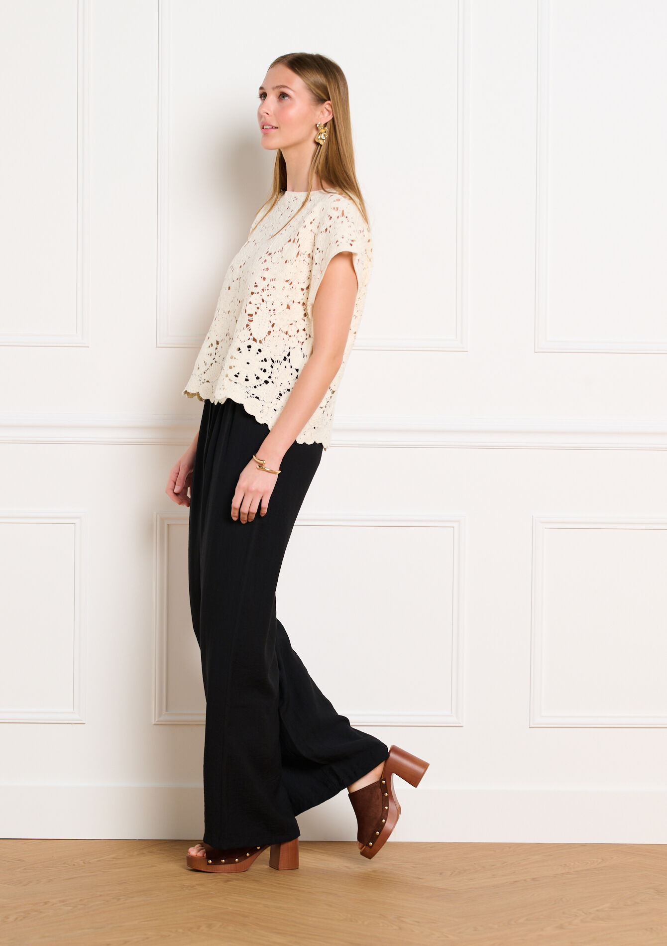 Wijde viscose broek - BLACK - 06100820_1119