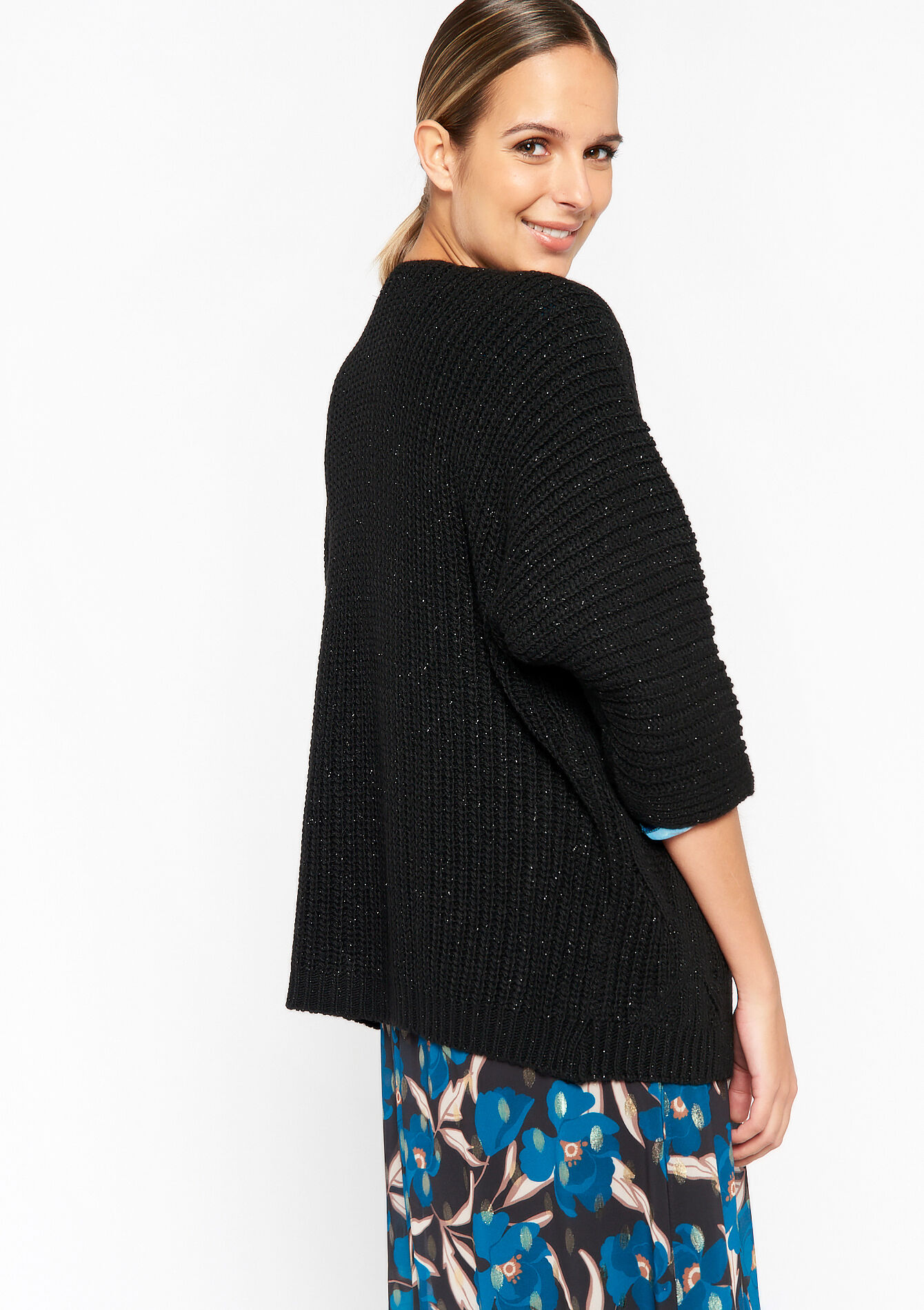 Cardigan en lurex, Cardigan en lurex - BLACK - 04100997_1119
