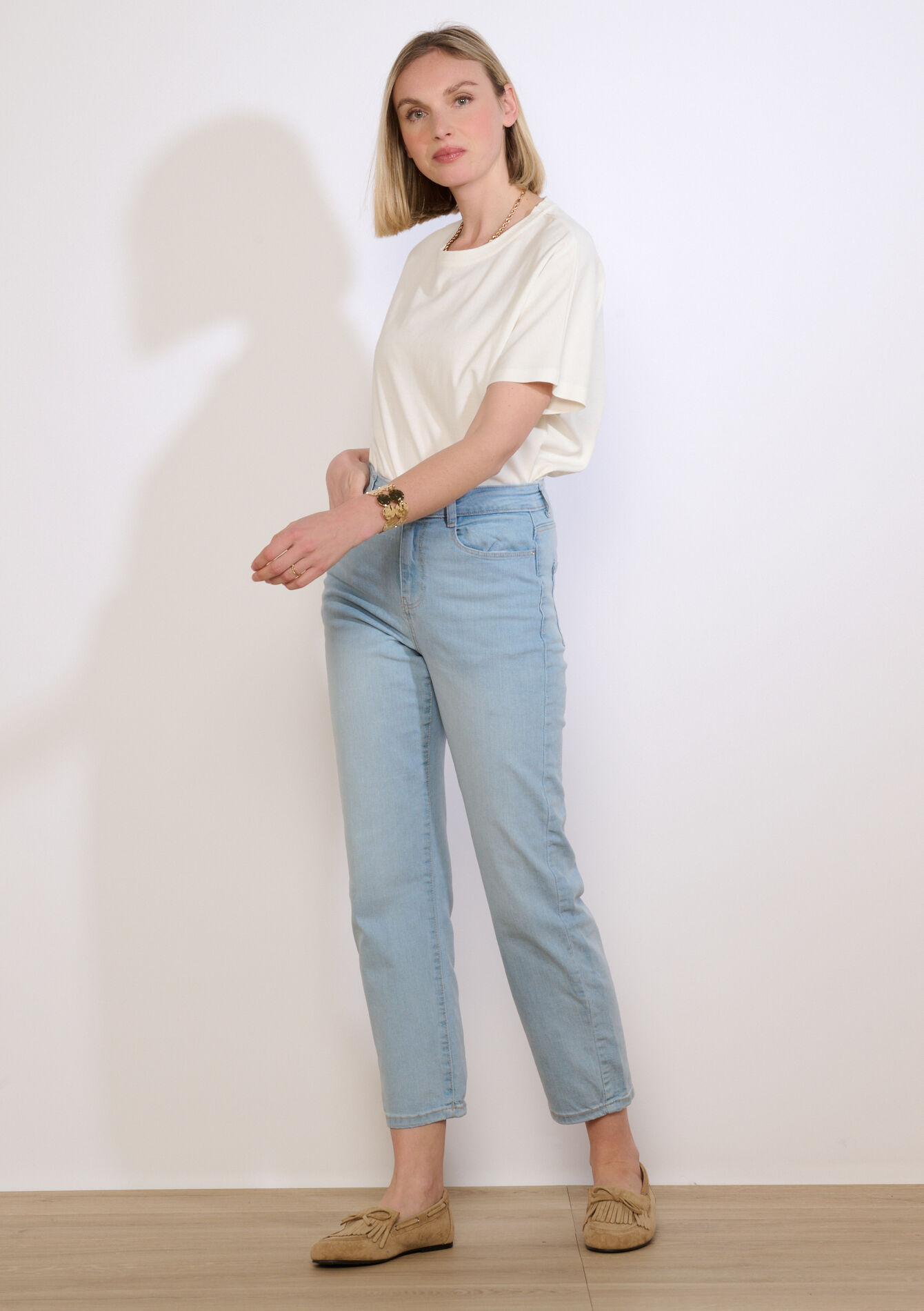 7/8 rechte jeans - BLUE BLEACHED - 22000636_0502