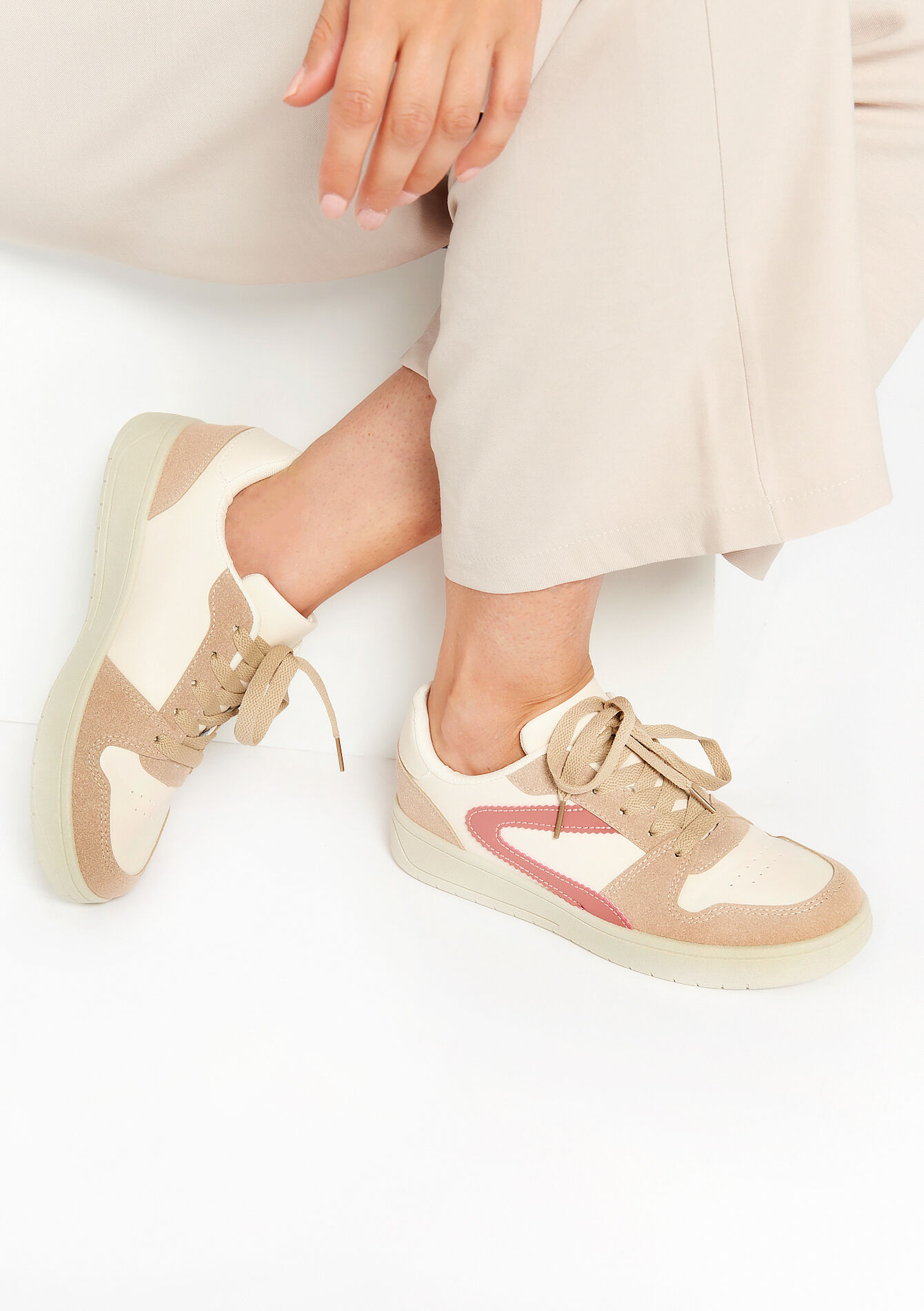 Baskets en similicuir, Baskets en similicuir - LT BEIGE - 13000705_2527