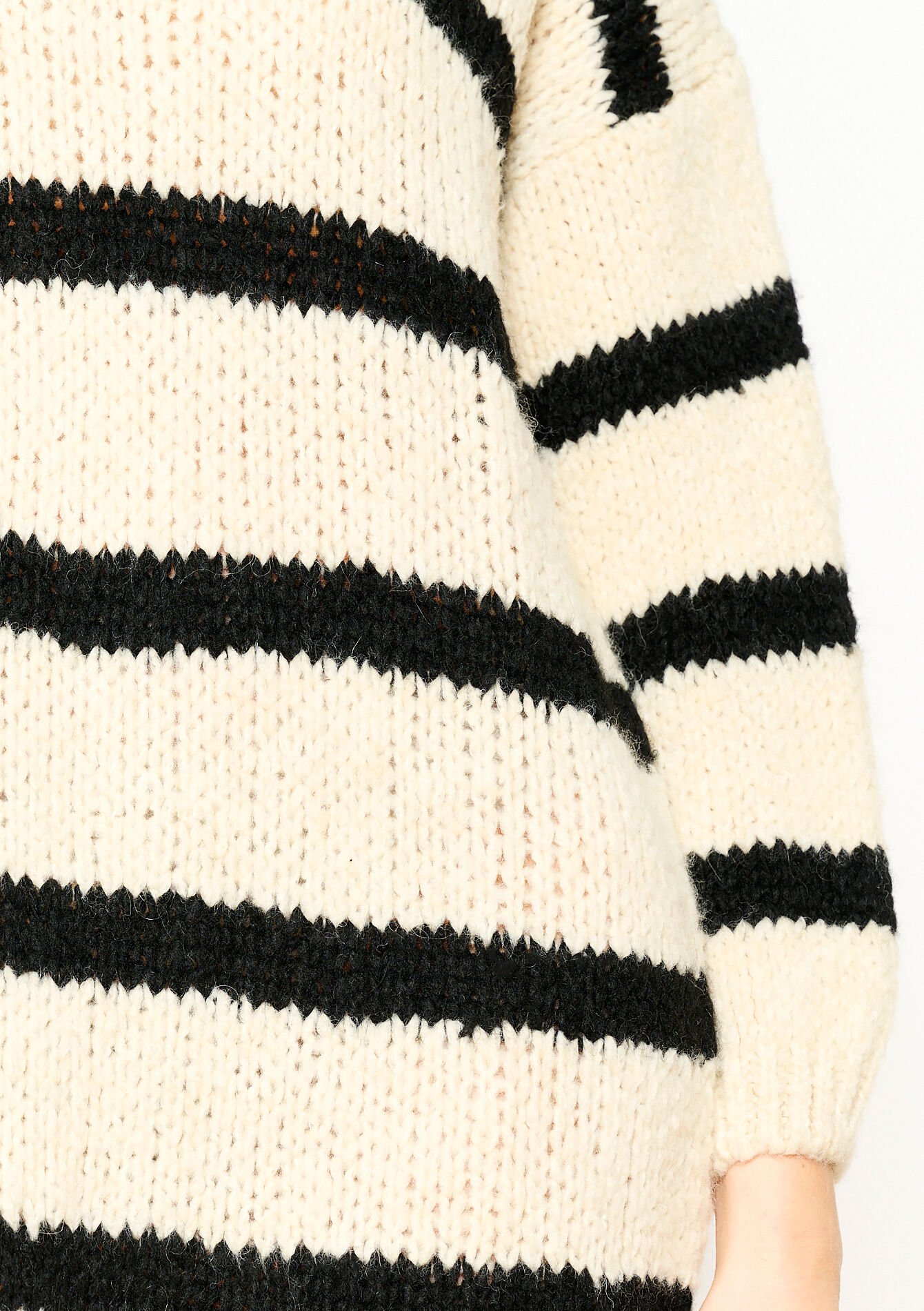 Gebreide jurk met strepen, Gebreide jurk met strepen - VANILLA WHITE - 08103485