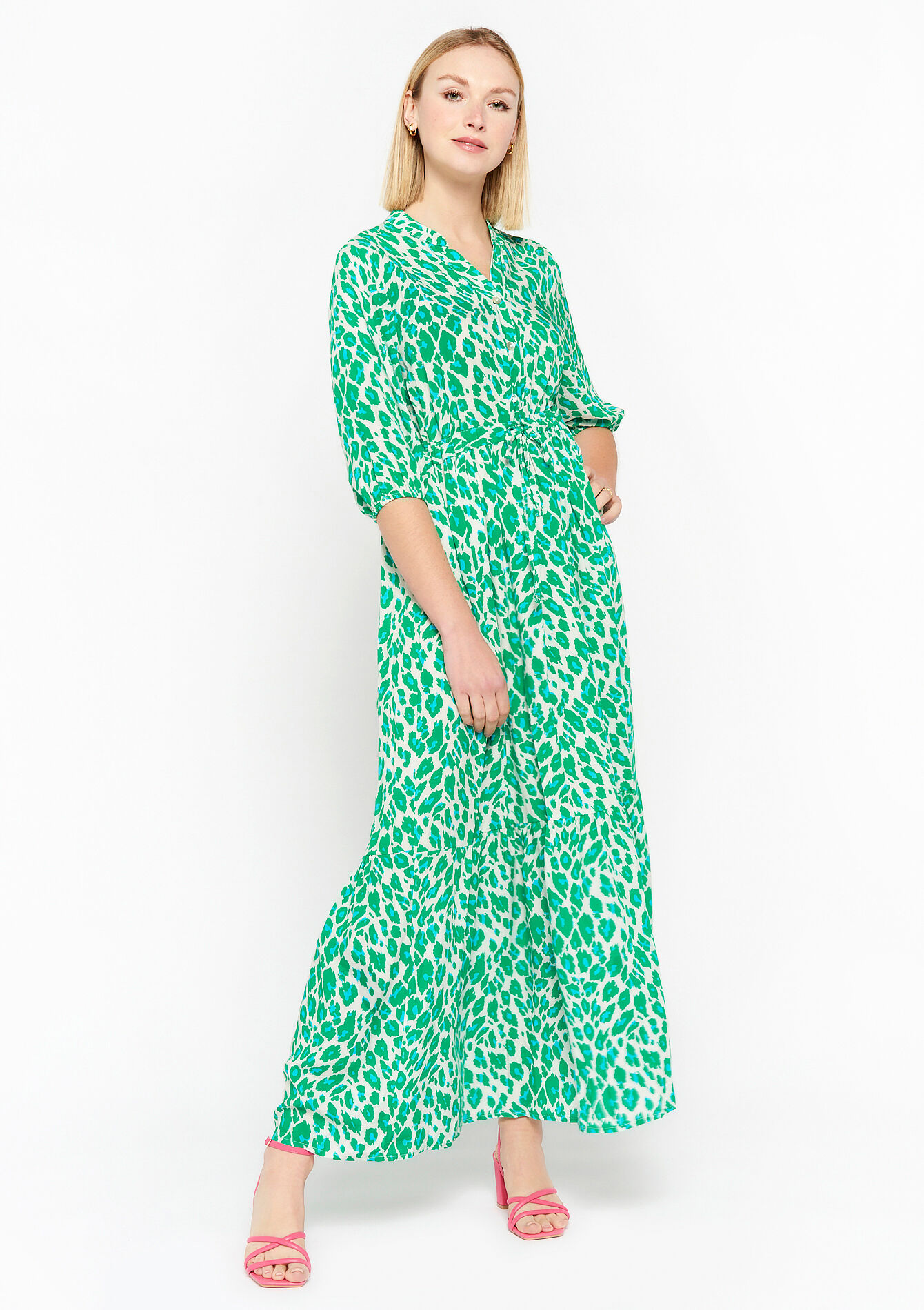 Robe longue à imprimé léopard, Robe longue à imprimé léopard - GREEN APPLE - 08601902_1783